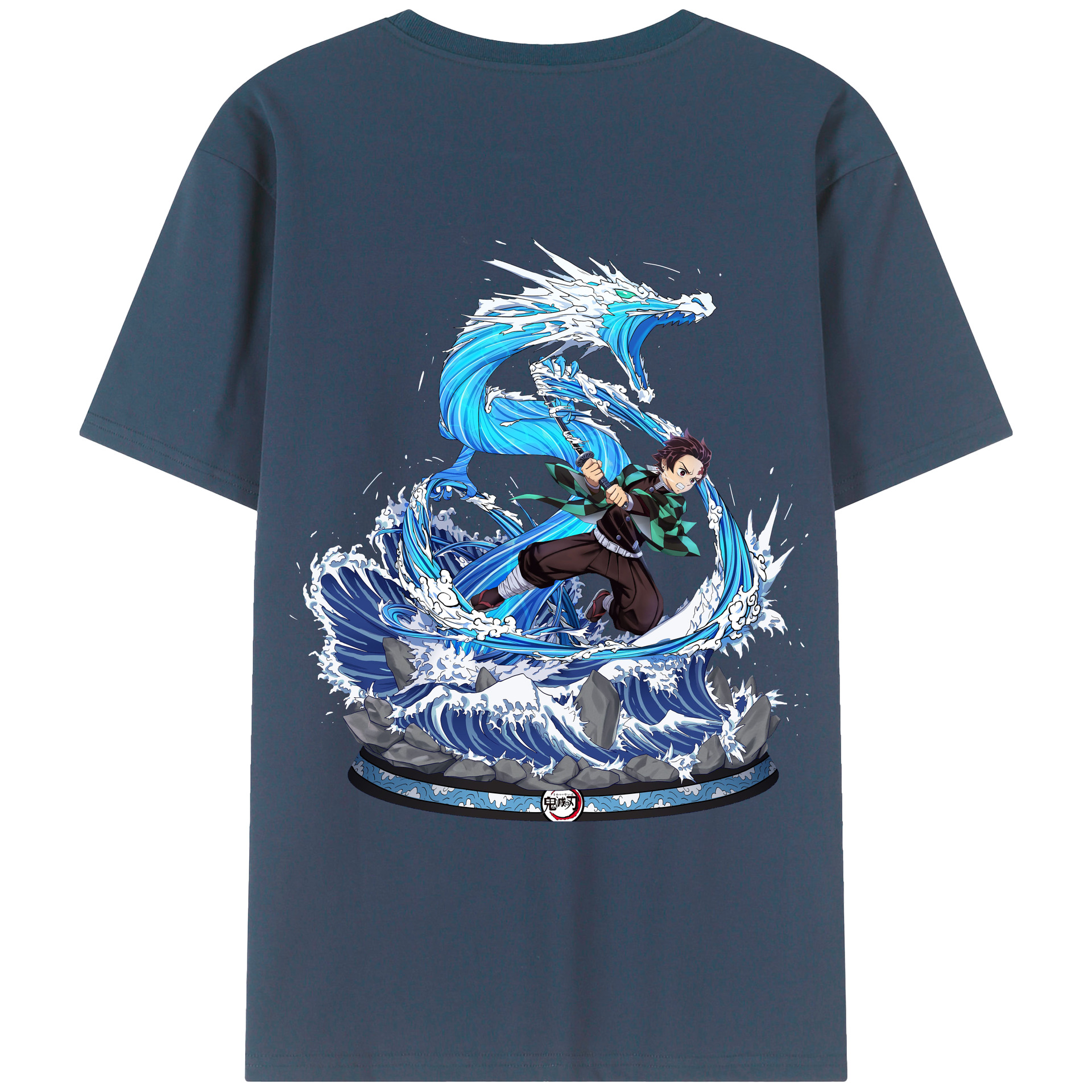（画像用） 鬼滅の刃 竈門 炭治郎／かまど たんじろう Kamado Tanjirou 綿100％ メンズ半袖Tシャツ（バックプリント） 通気性