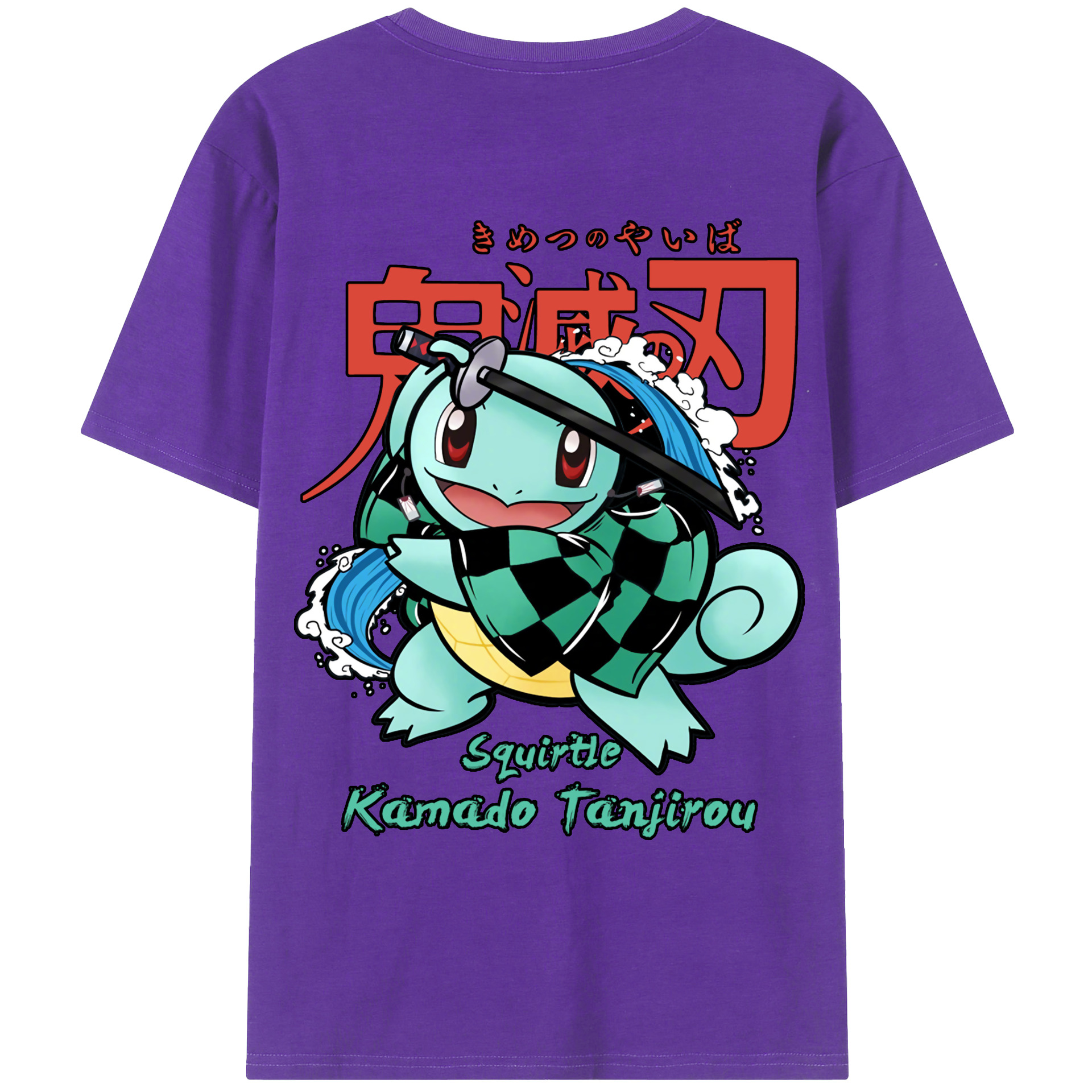 （画像用） 鬼滅の刃 竈門 炭治郎／かまど たんじろう Kamado Tanjirou 綿100％ メンズ半袖Tシャツ（バックプリント） 通気性
