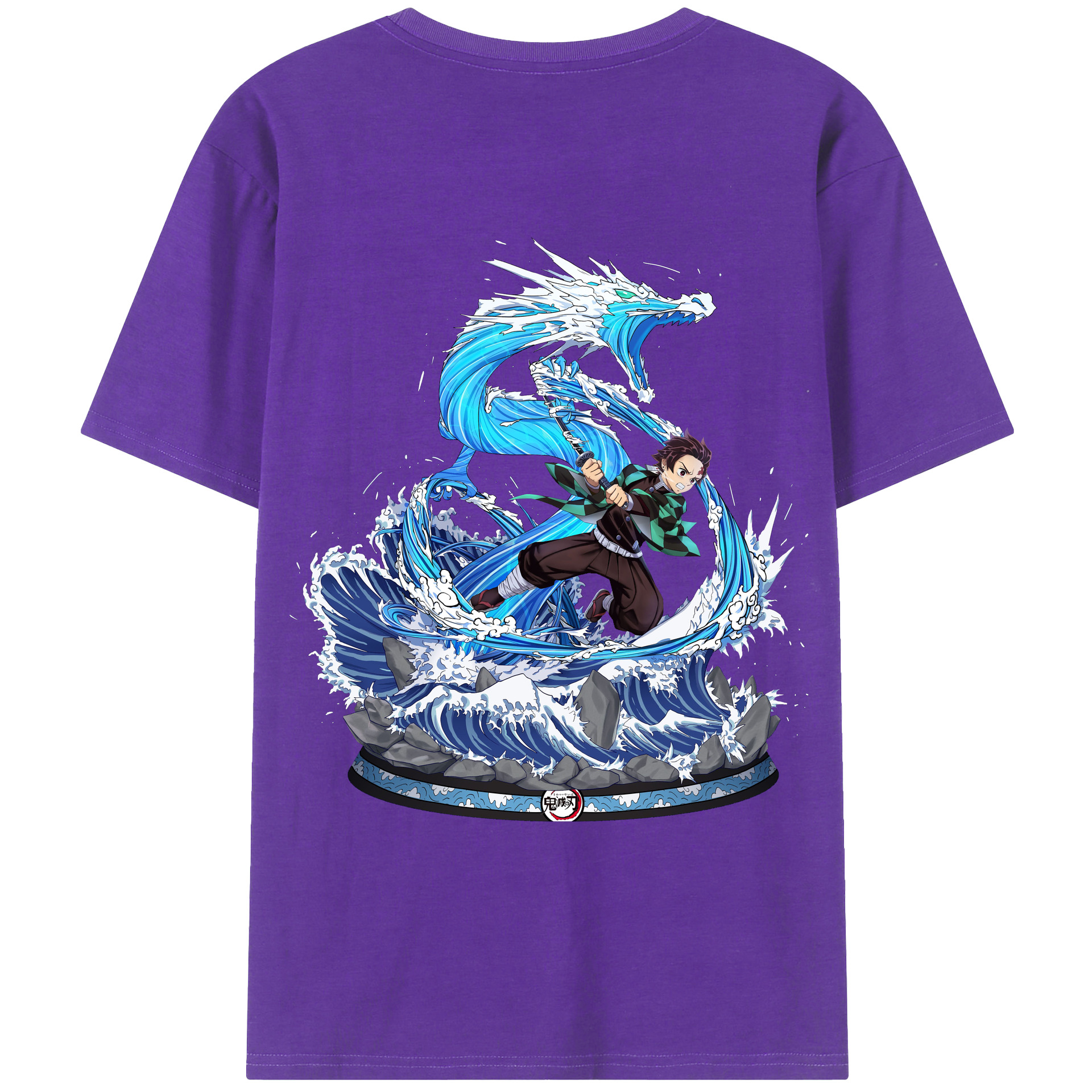 （画像用） 鬼滅の刃 竈門 炭治郎／かまど たんじろう Kamado Tanjirou 綿100％ メンズ半袖Tシャツ（バックプリント） 通気性