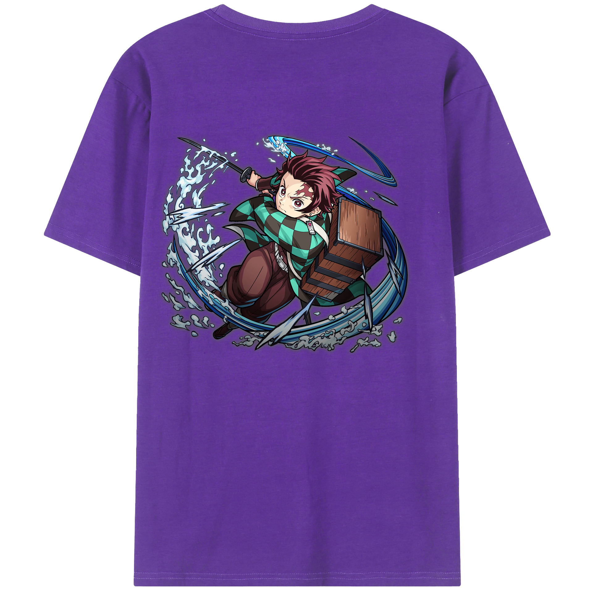 （画像用） 鬼滅の刃 竈門 炭治郎／かまど たんじろう Kamado Tanjirou 綿100％ メンズ半袖Tシャツ（バックプリント） 通気性