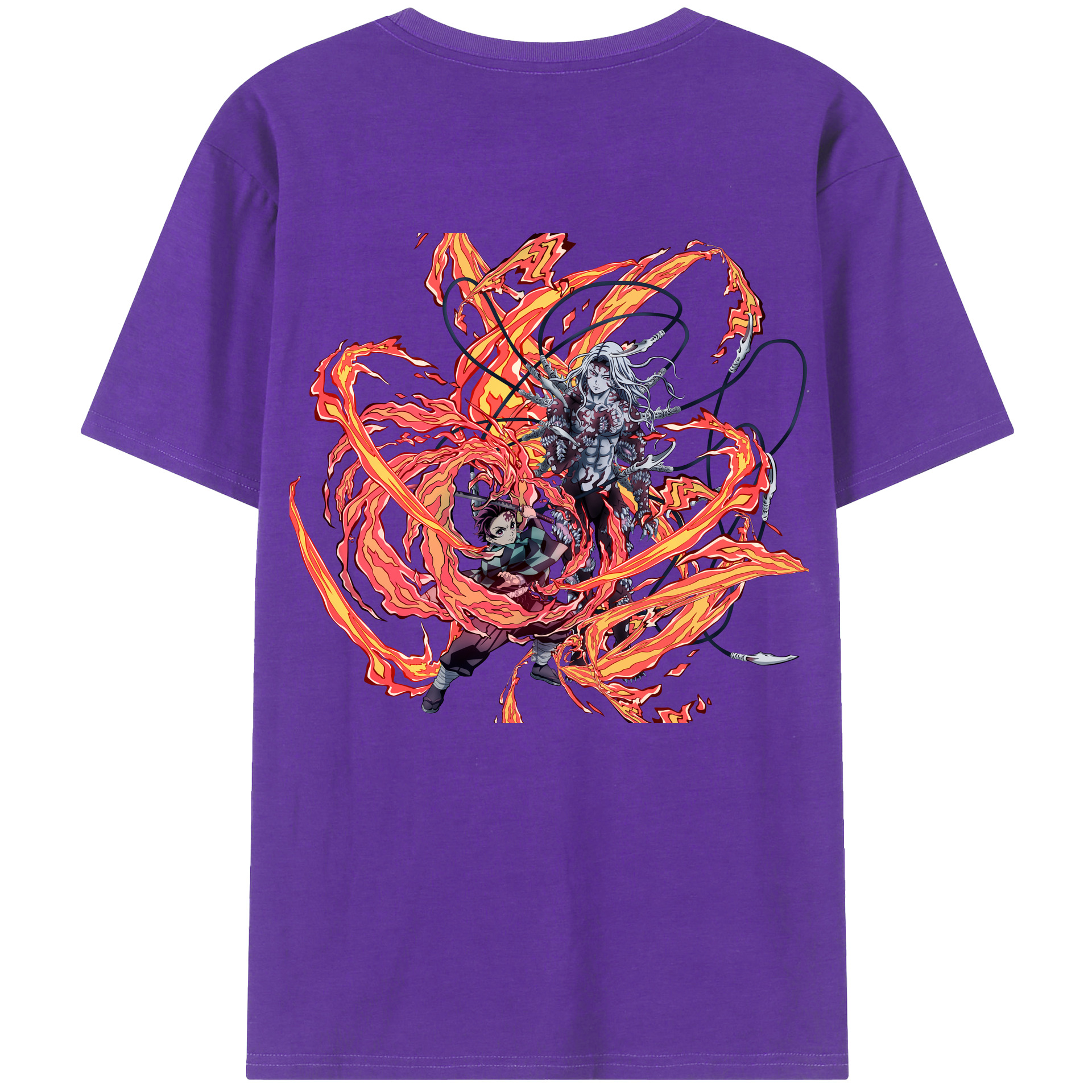 （画像用） 鬼滅の刃 竈門 炭治郎／かまど たんじろう Kamado Tanjirou 綿100％ メンズ半袖Tシャツ（バックプリント） 通気性