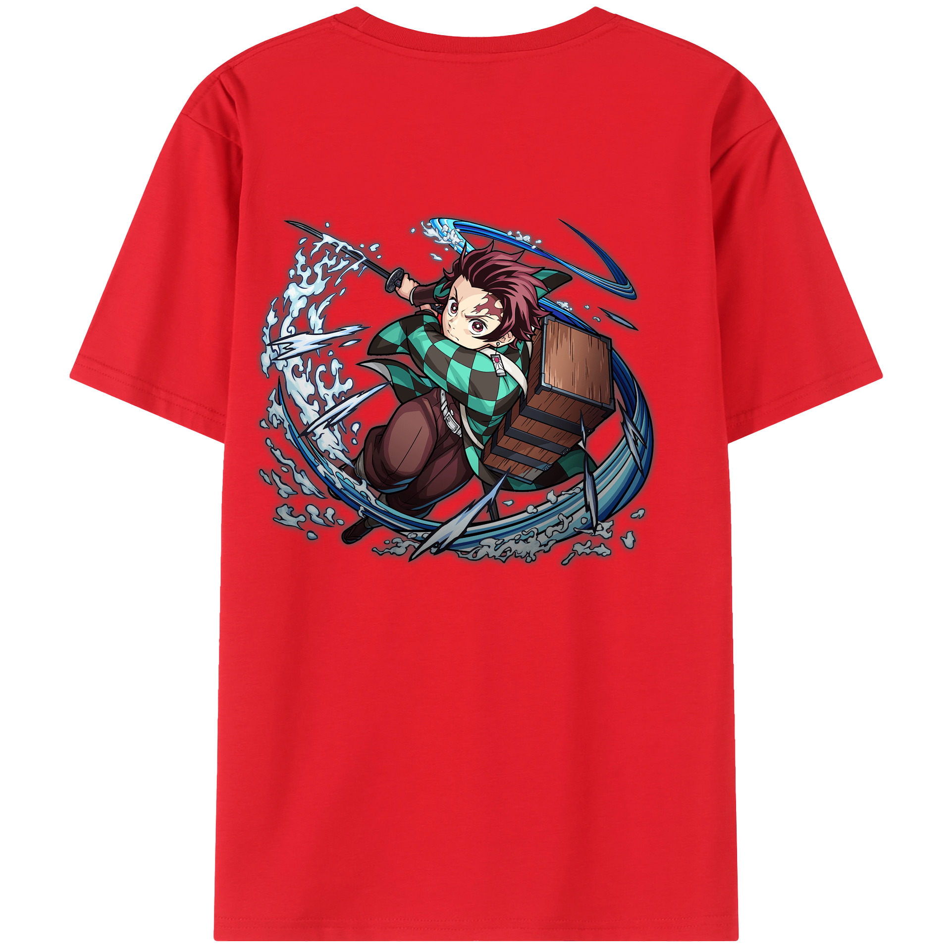 （画像用） 鬼滅の刃 竈門 炭治郎／かまど たんじろう Kamado Tanjirou 綿100％ メンズ半袖Tシャツ（バックプリント） 通気性