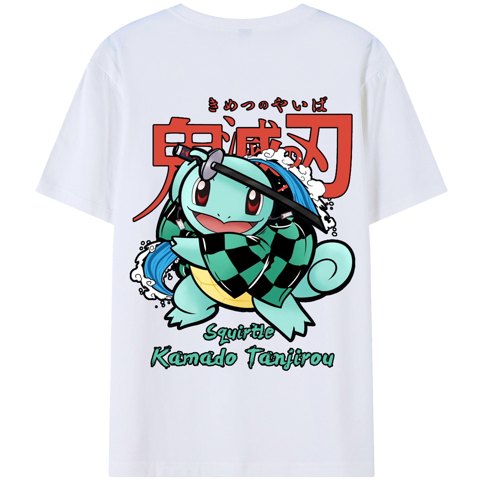 （画像用） 鬼滅の刃 竈門 炭治郎／かまど たんじろう Kamado Tanjirou 綿100％ メンズ半袖Tシャツ（バックプリント） 通気性