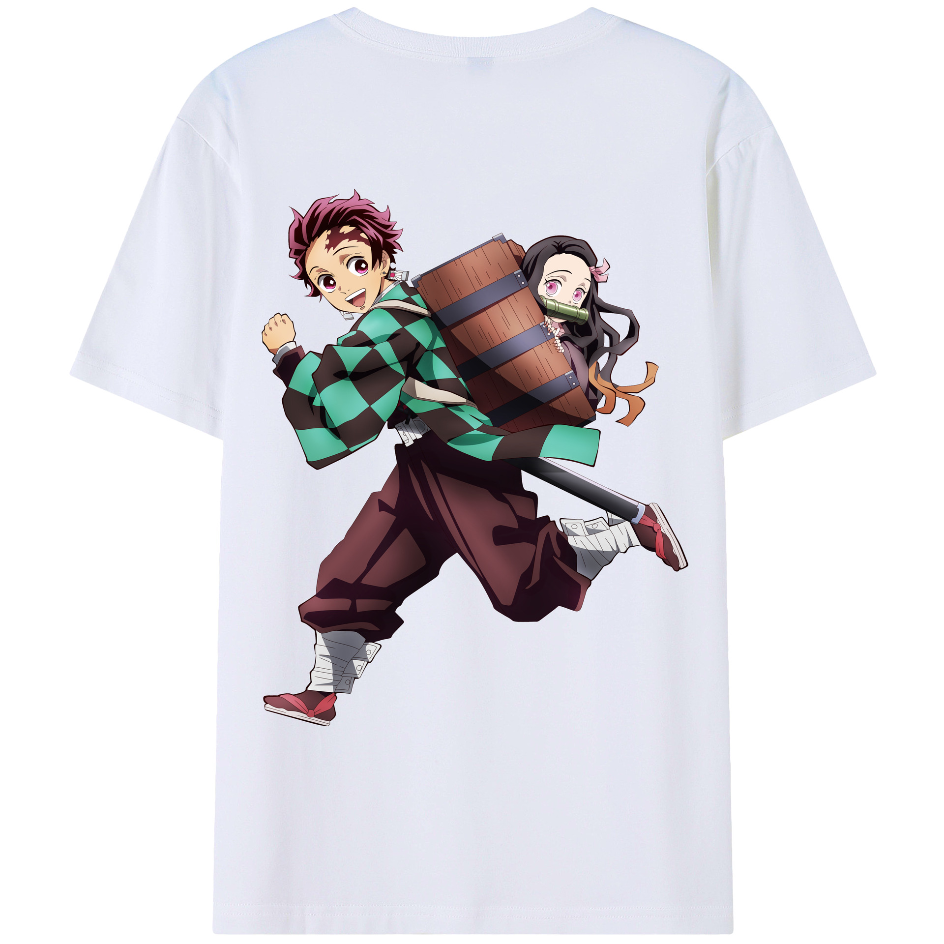 （画像用） 鬼滅の刃 竈門 炭治郎／かまど たんじろう Kamado Tanjirou 綿100％ メンズ半袖Tシャツ（バックプリント） 通気性