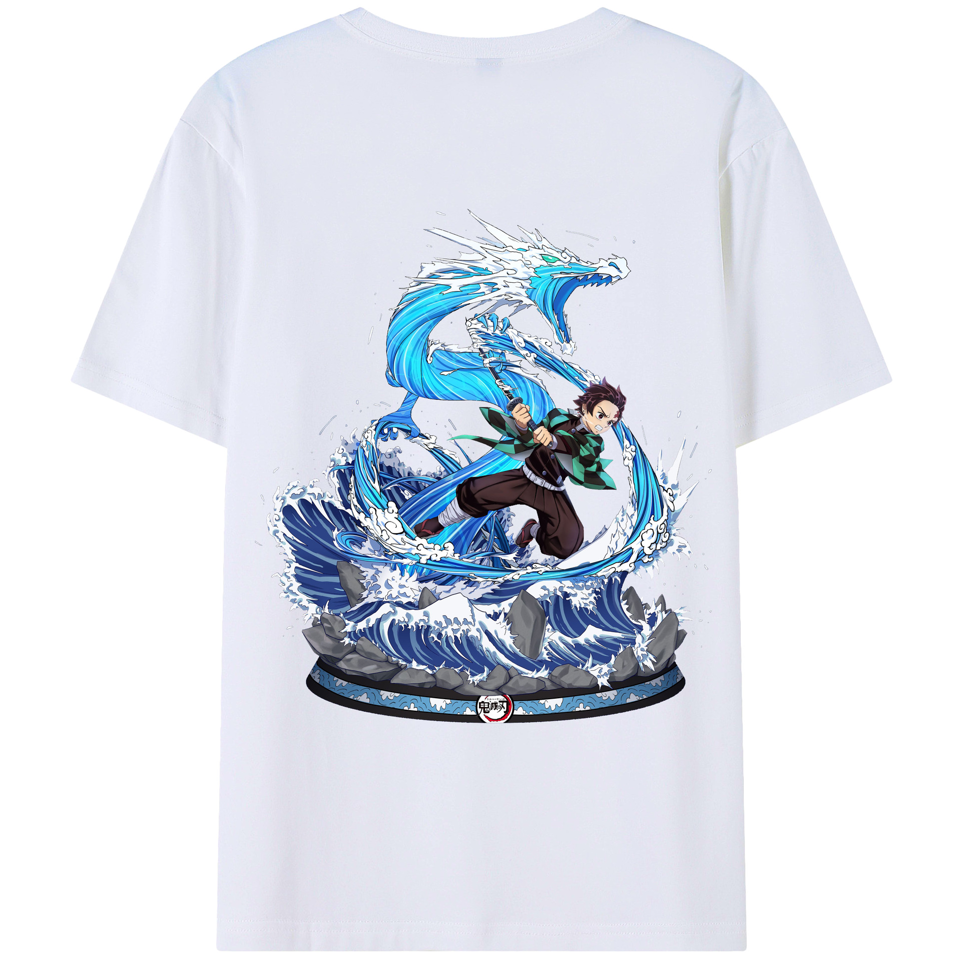 （画像用） 鬼滅の刃 竈門 炭治郎／かまど たんじろう Kamado Tanjirou 綿100％ メンズ半袖Tシャツ（バックプリント） 通気性