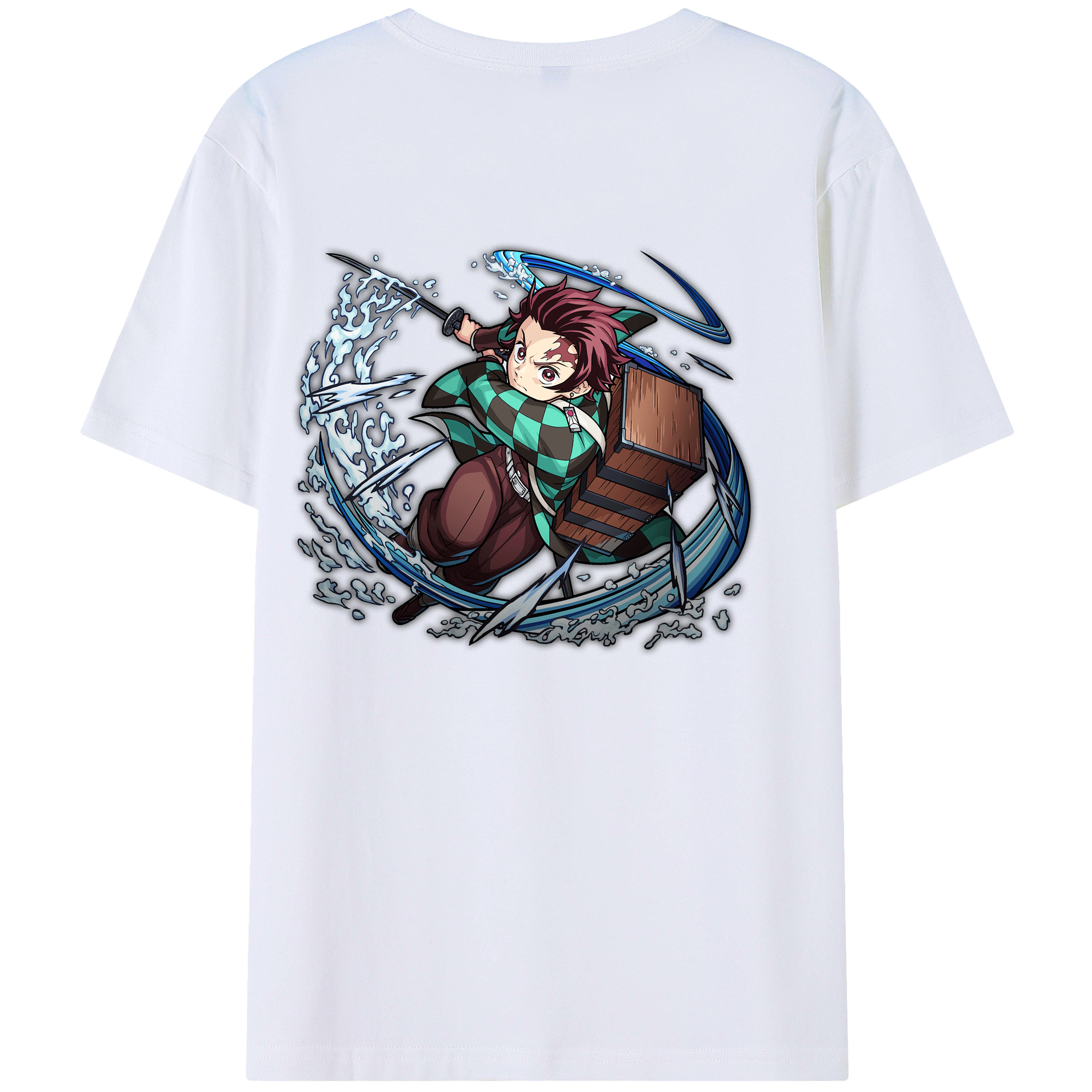 （画像用） 鬼滅の刃 竈門 炭治郎／かまど たんじろう Kamado Tanjirou 綿100％ メンズ半袖Tシャツ（バックプリント） 通気性