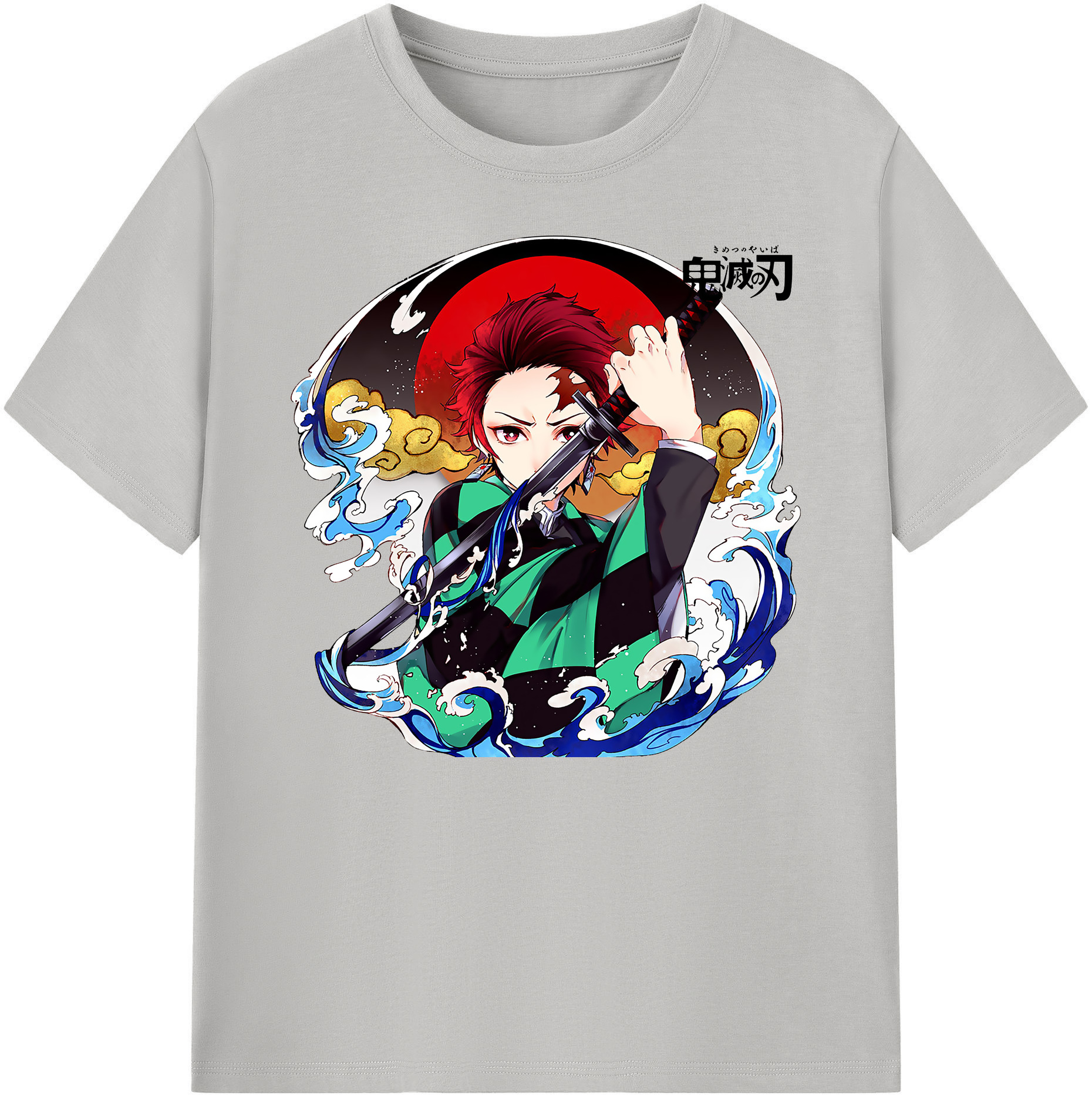 （画像用） 鬼滅の刃 竈門 炭治郎／かまど たんじろう Kamado Tanjirou 綿100％ メンズ半袖Tシャツ｜肌触りやわらか＆通気性