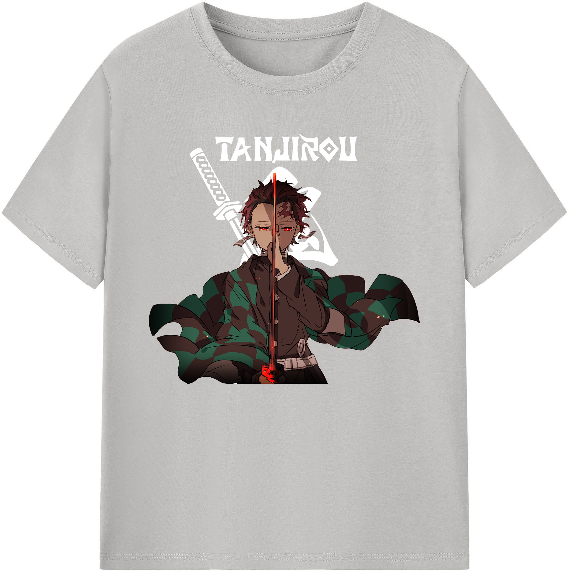 （画像用） 鬼滅の刃 竈門 炭治郎／かまど たんじろう Kamado Tanjirou 綿100％ メンズ半袖Tシャツ｜肌触りやわらか＆通気性