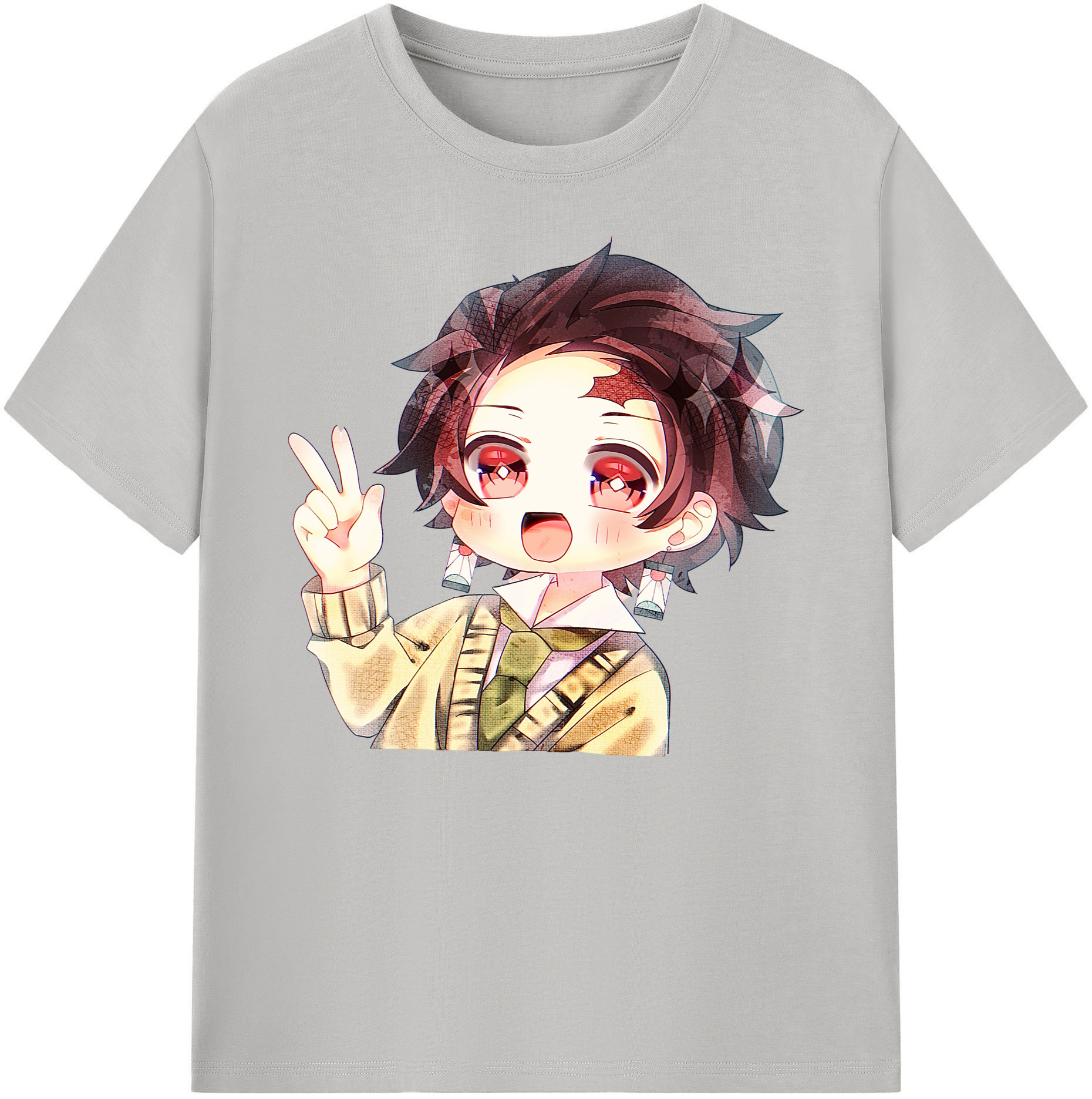 （画像用） 鬼滅の刃 竈門 炭治郎／かまど たんじろう Kamado Tanjirou 綿100％ メンズ半袖Tシャツ｜肌触りやわらか＆通気性