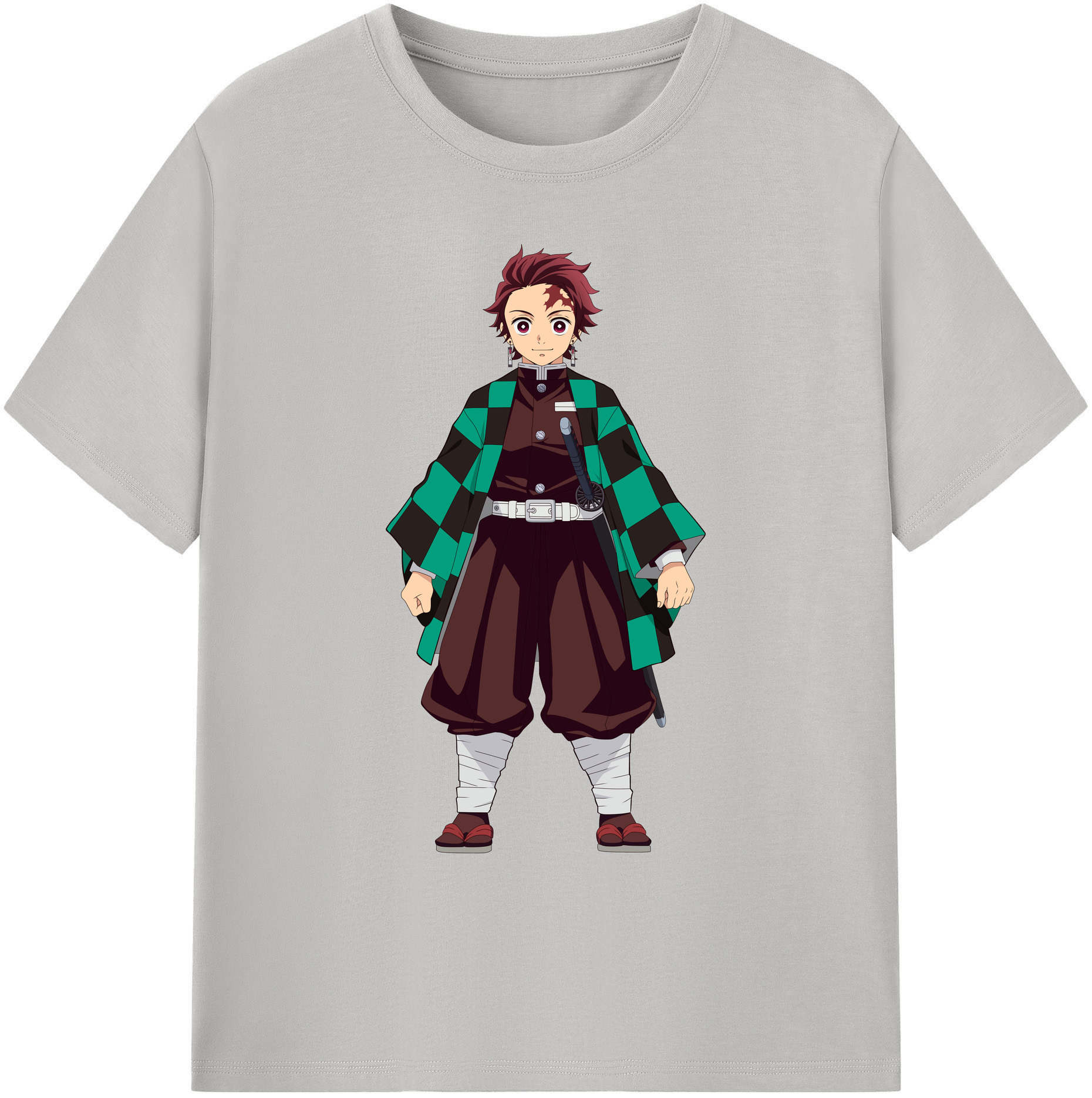 （画像用） 鬼滅の刃 竈門 炭治郎／かまど たんじろう Kamado Tanjirou 綿100％ メンズ半袖Tシャツ｜肌触りやわらか＆通気性