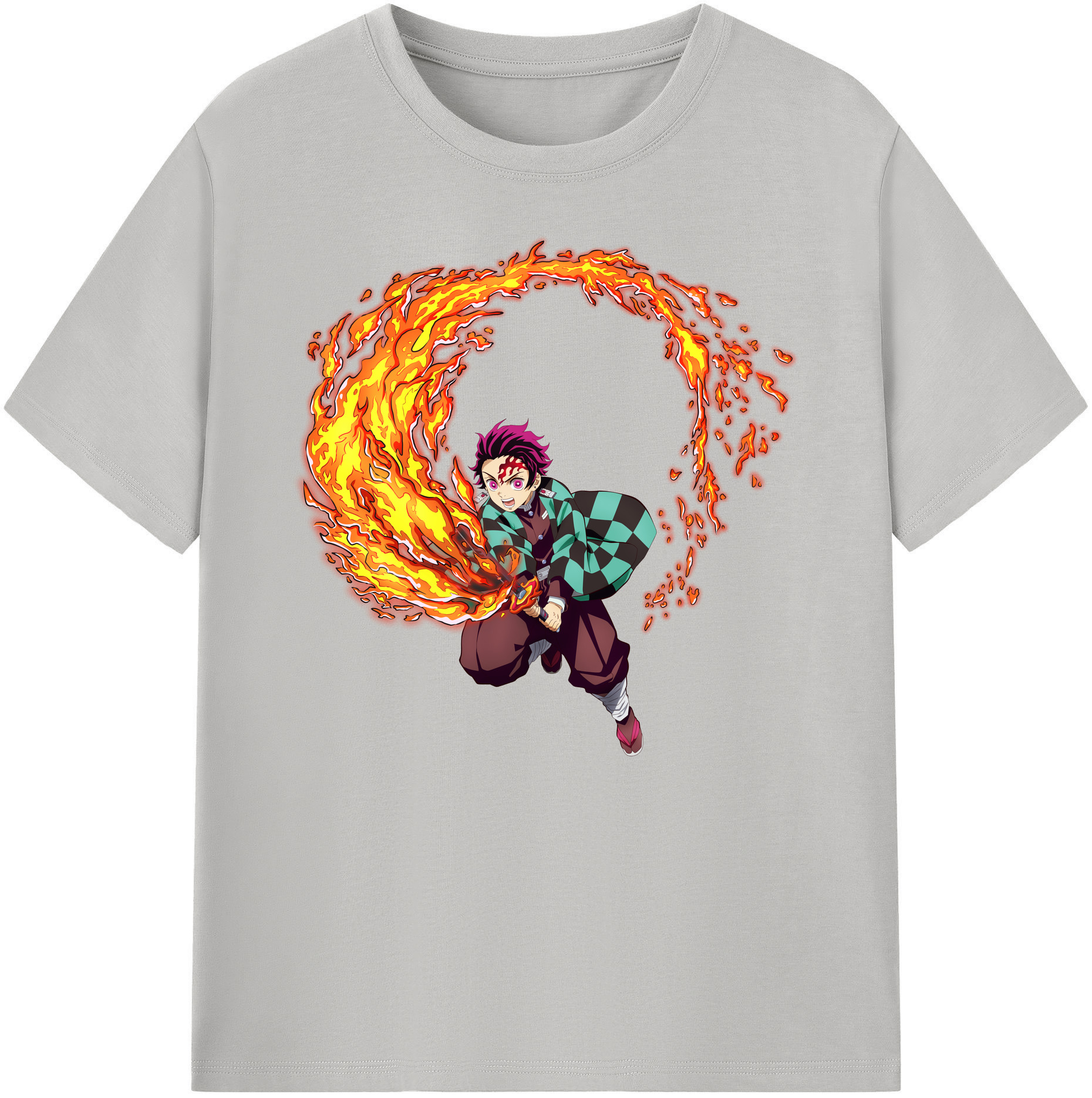 （画像用） 鬼滅の刃 竈門 炭治郎／かまど たんじろう Kamado Tanjirou 綿100％ メンズ半袖Tシャツ｜肌触りやわらか＆通気性