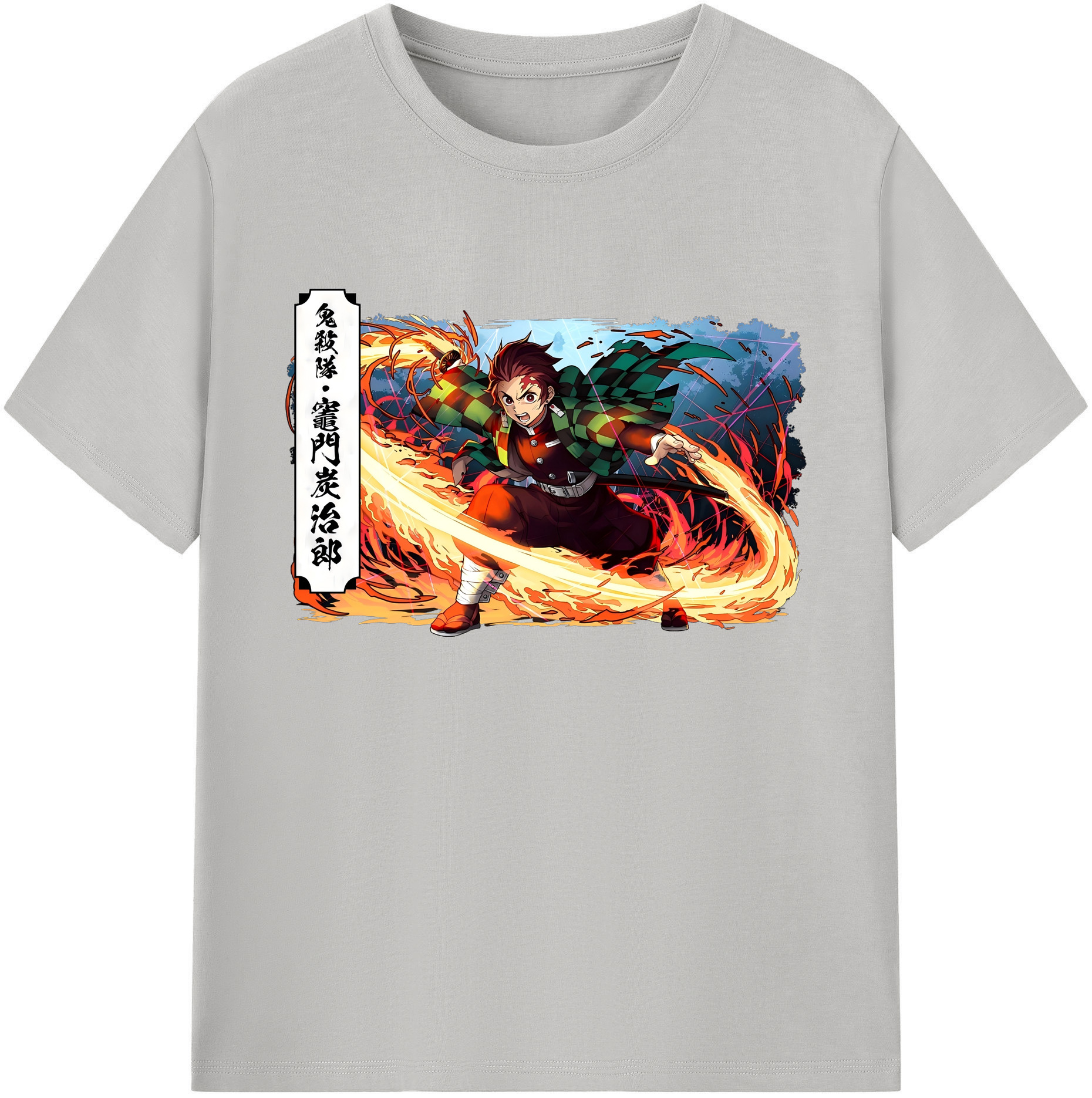 （画像用） 鬼滅の刃 竈門 炭治郎／かまど たんじろう Kamado Tanjirou 綿100％ メンズ半袖Tシャツ｜肌触りやわらか＆通気性