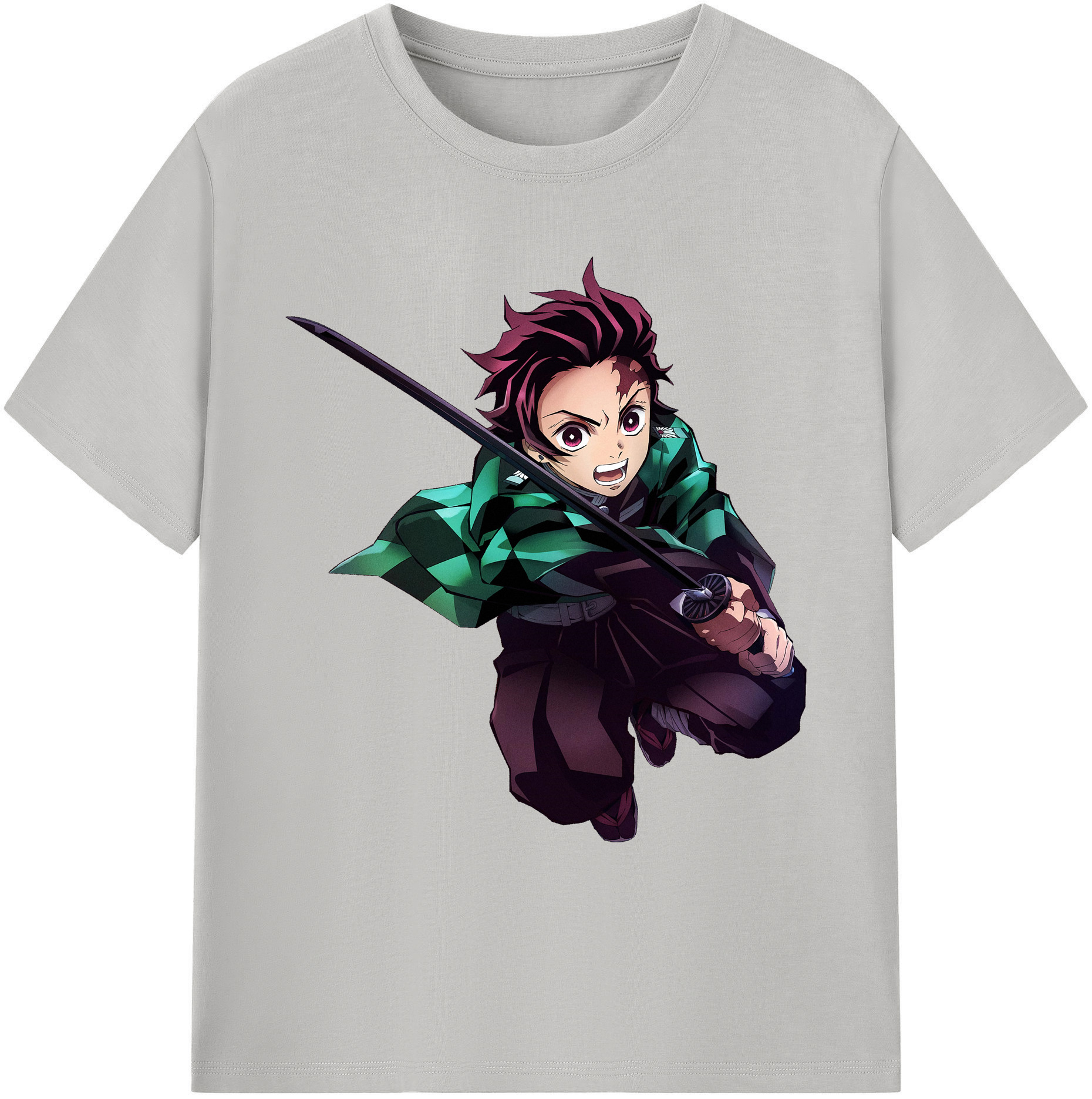 （画像用） 鬼滅の刃 竈門 炭治郎／かまど たんじろう Kamado Tanjirou 綿100％ メンズ半袖Tシャツ｜肌触りやわらか＆通気性