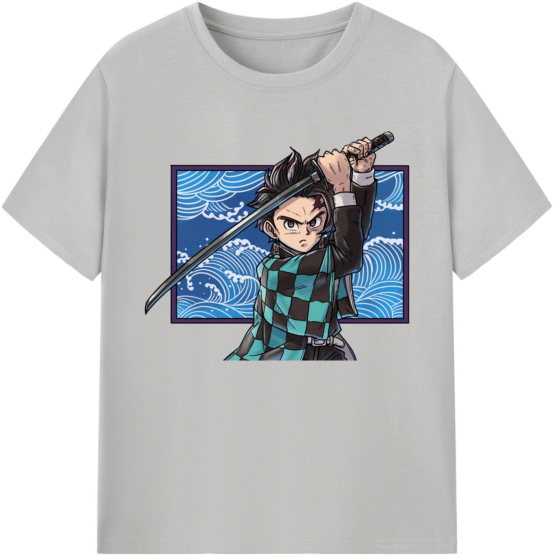 （画像用） 鬼滅の刃 竈門 炭治郎／かまど たんじろう Kamado Tanjirou 綿100％ メンズ半袖Tシャツ｜肌触りやわらか＆通気性