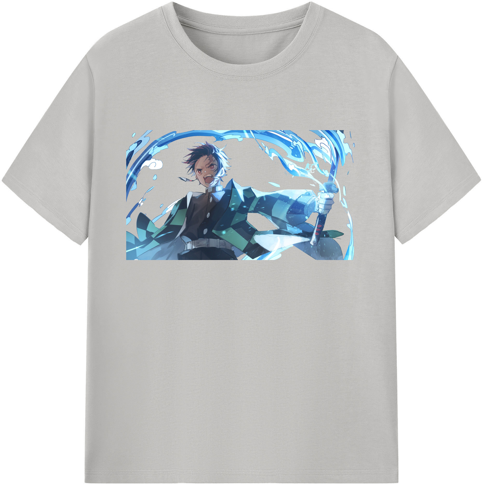 （画像用） 鬼滅の刃 竈門 炭治郎／かまど たんじろう Kamado Tanjirou 綿100％ メンズ半袖Tシャツ｜肌触りやわらか＆通気性