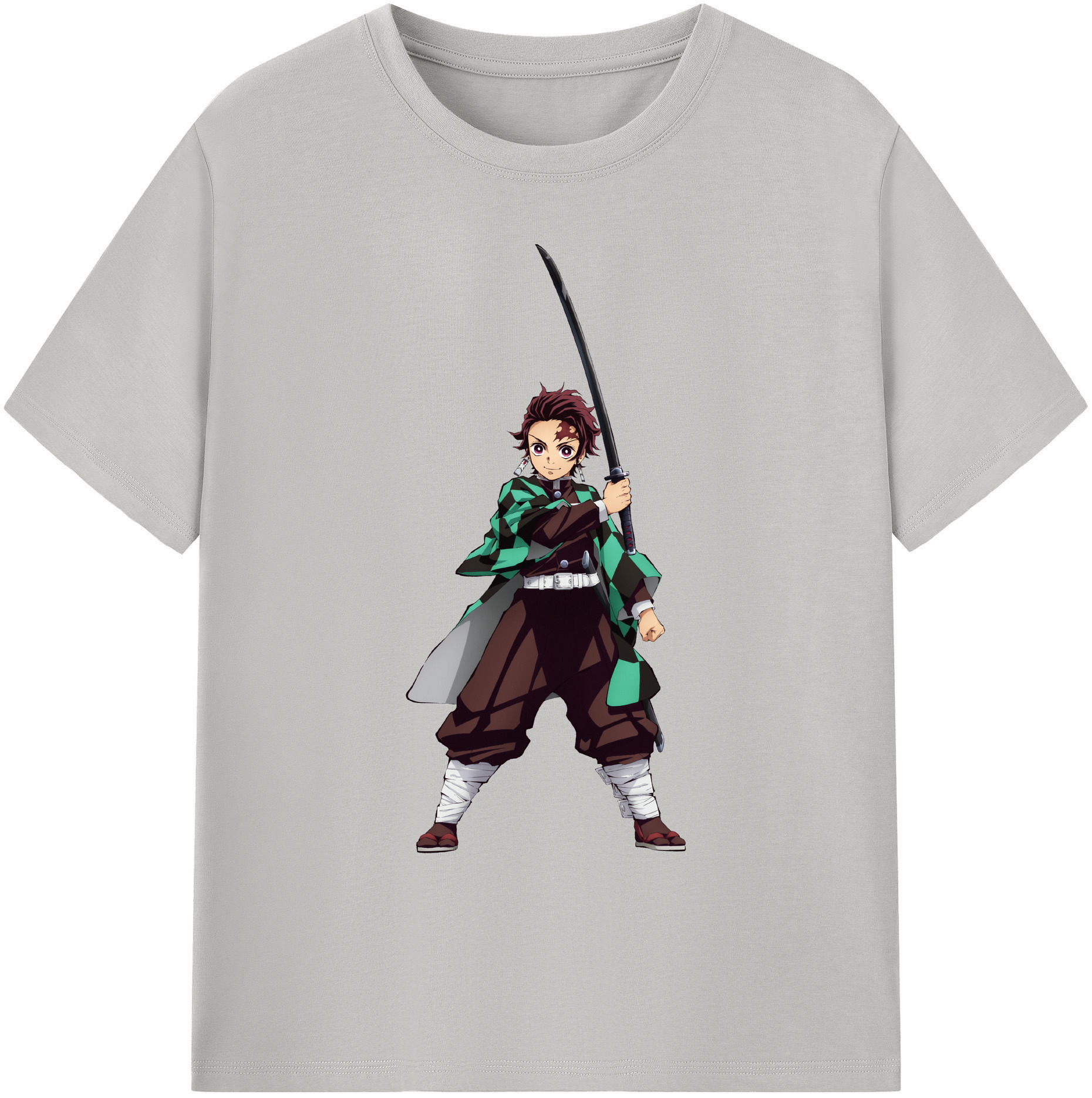 （画像用） 鬼滅の刃 竈門 炭治郎／かまど たんじろう Kamado Tanjirou 綿100％ メンズ半袖Tシャツ｜肌触りやわらか＆通気性