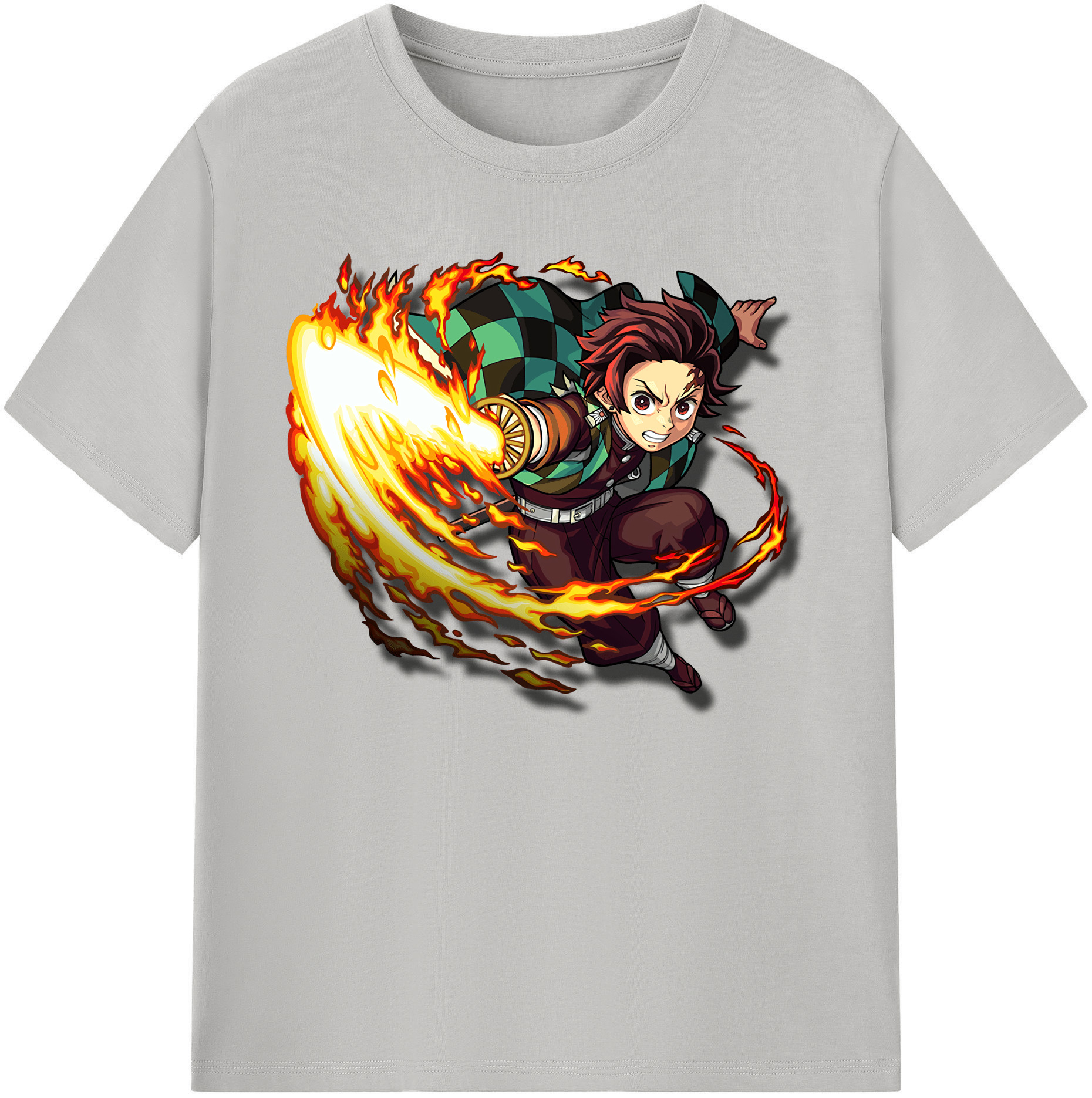 （画像用） 鬼滅の刃 竈門 炭治郎／かまど たんじろう Kamado Tanjirou 綿100％ メンズ半袖Tシャツ｜肌触りやわらか＆通気性