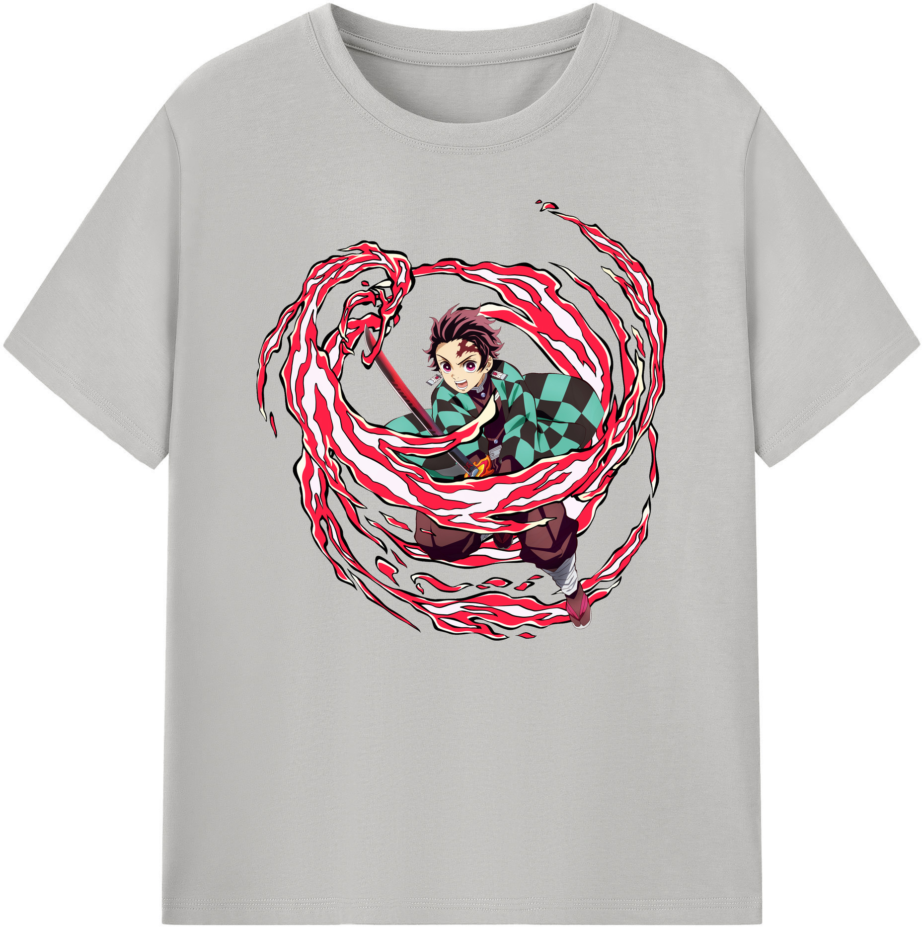 （画像用） 鬼滅の刃 竈門 炭治郎／かまど たんじろう Kamado Tanjirou 綿100％ メンズ半袖Tシャツ｜肌触りやわらか＆通気性