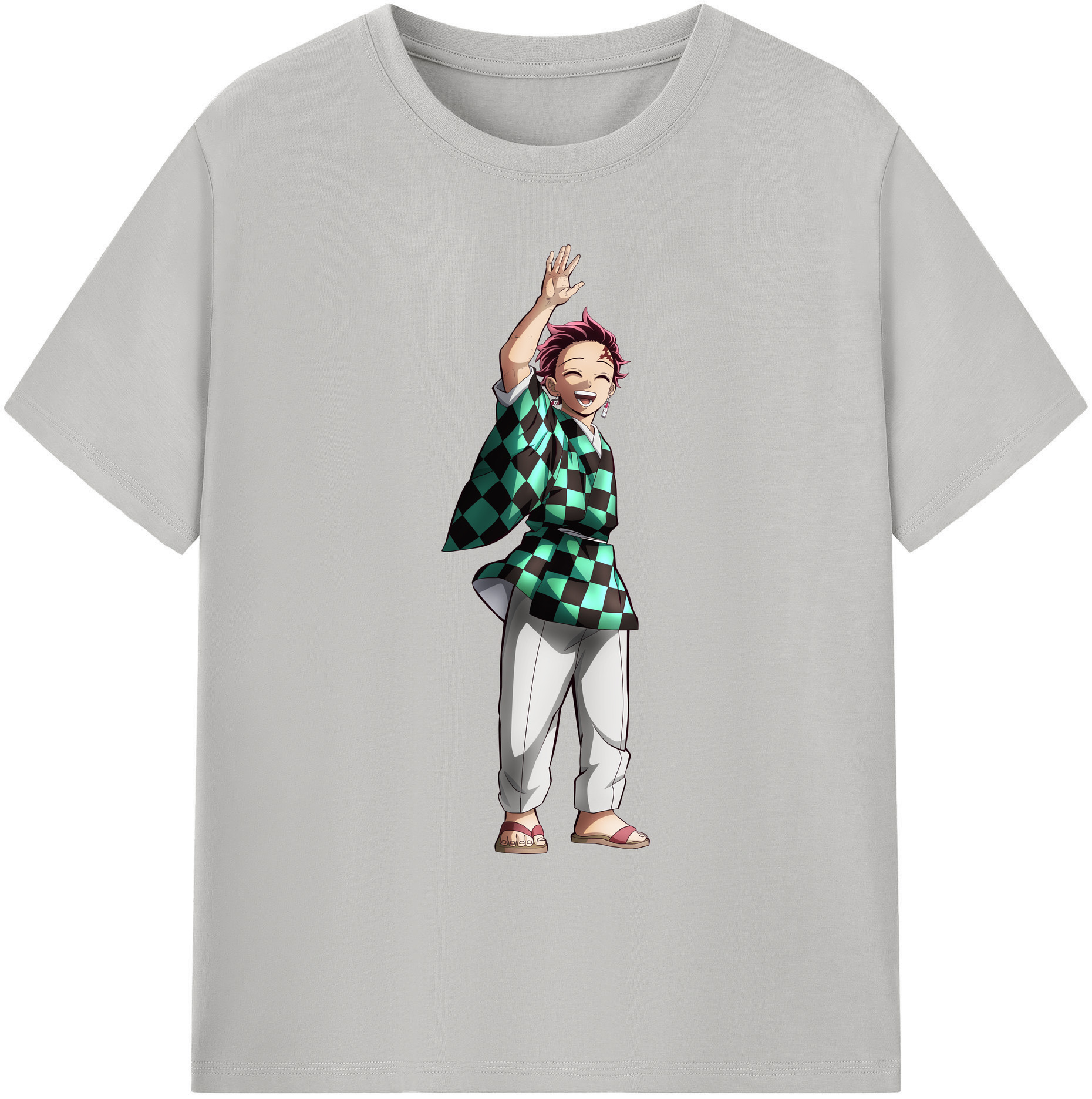 （画像用） 鬼滅の刃 竈門 炭治郎／かまど たんじろう Kamado Tanjirou 綿100％ メンズ半袖Tシャツ｜肌触りやわらか＆通気性