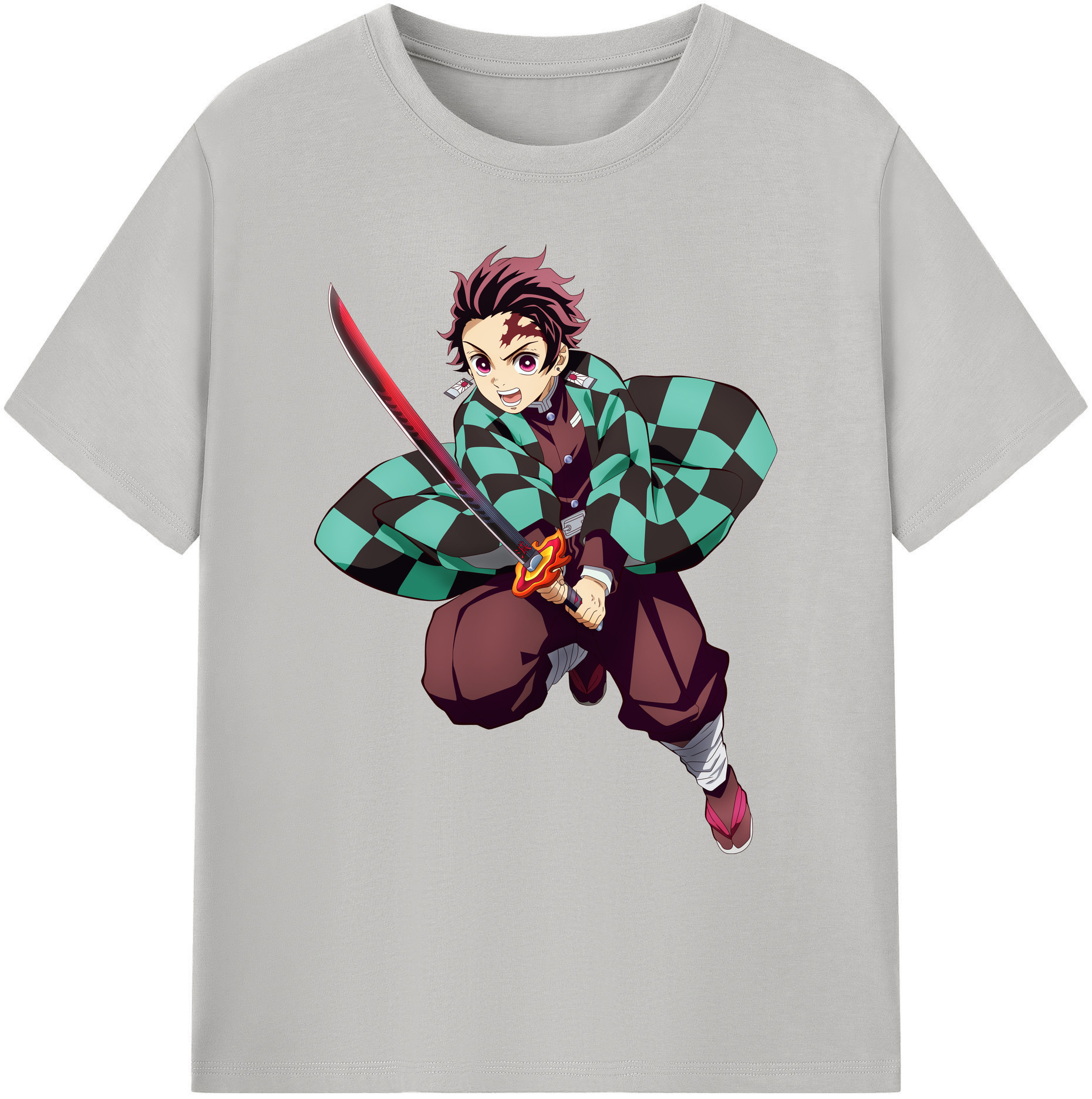 （画像用） 鬼滅の刃 竈門 炭治郎／かまど たんじろう Kamado Tanjirou 綿100％ メンズ半袖Tシャツ｜肌触りやわらか＆通気性