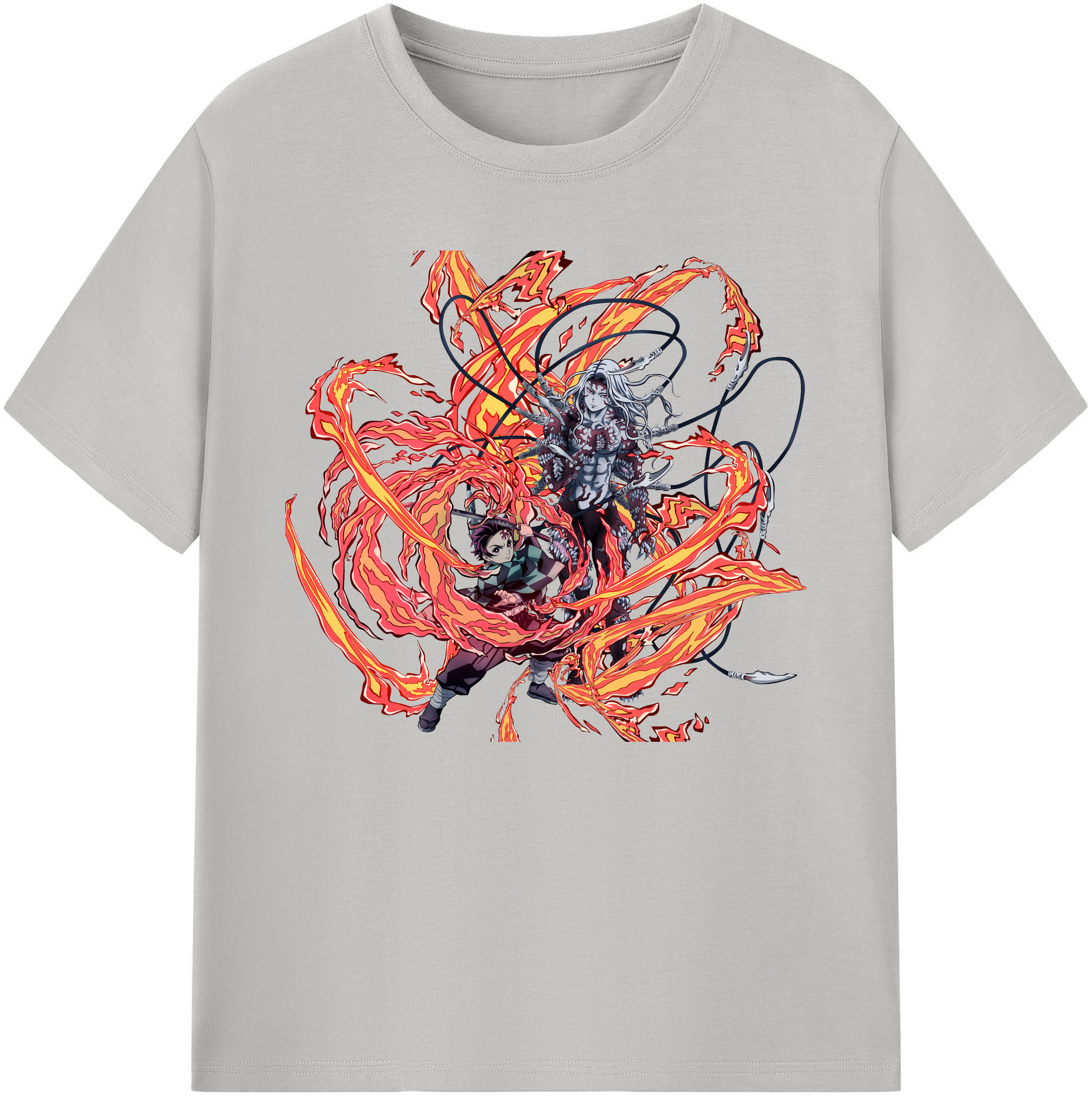 （画像用） 鬼滅の刃 竈門 炭治郎／かまど たんじろう Kamado Tanjirou 綿100％ メンズ半袖Tシャツ｜肌触りやわらか＆通気性