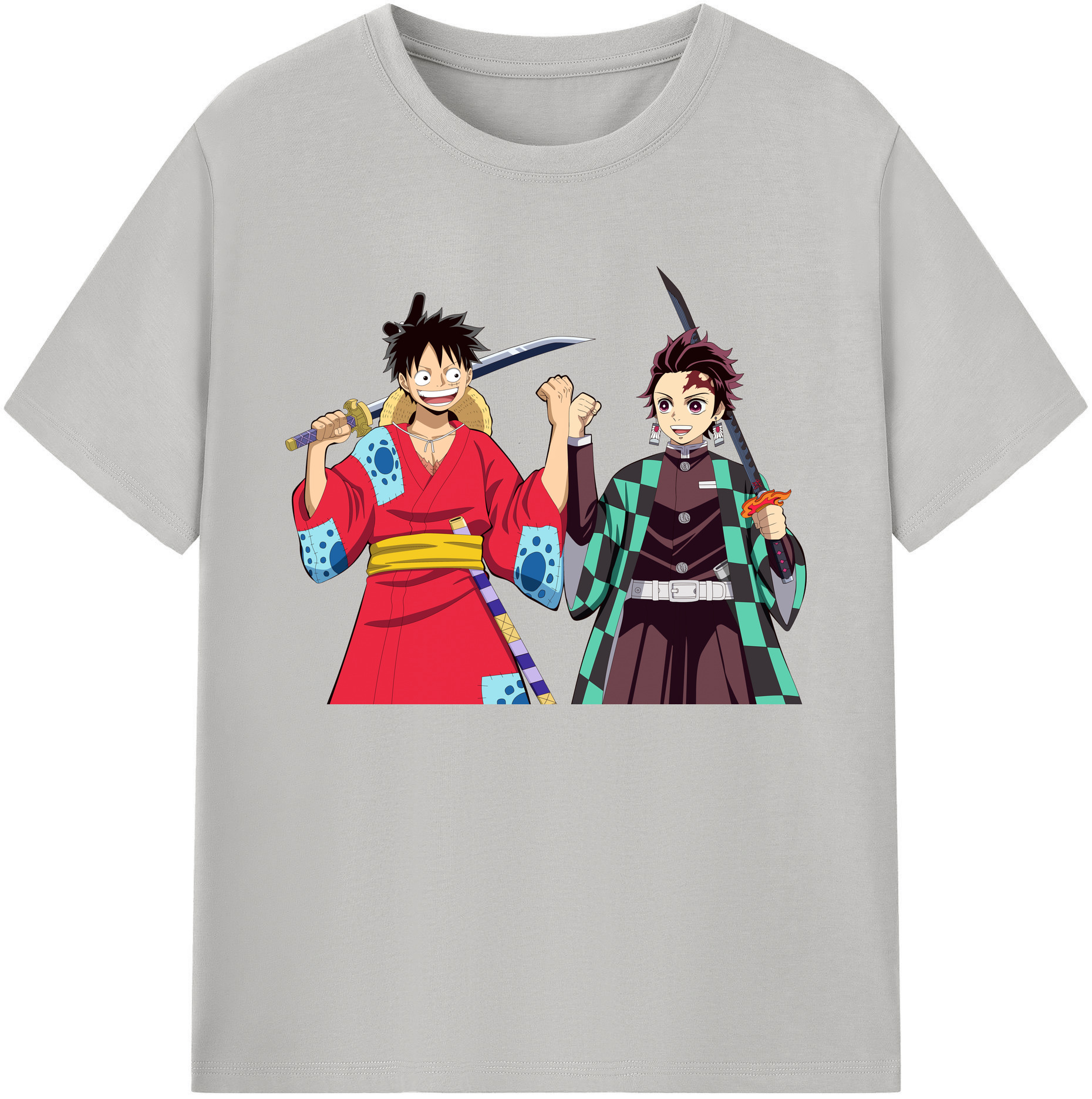 （画像用） 鬼滅の刃 竈門 炭治郎／かまど たんじろう Kamado Tanjirou 綿100％ メンズ半袖Tシャツ｜肌触りやわらか＆通気性