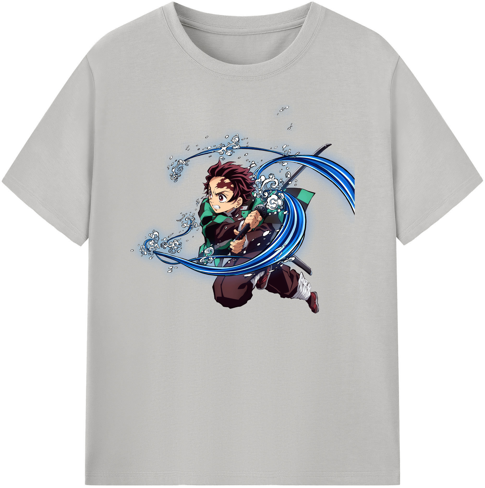 （画像用） 鬼滅の刃 竈門 炭治郎／かまど たんじろう Kamado Tanjirou 綿100％ メンズ半袖Tシャツ｜肌触りやわらか＆通気性