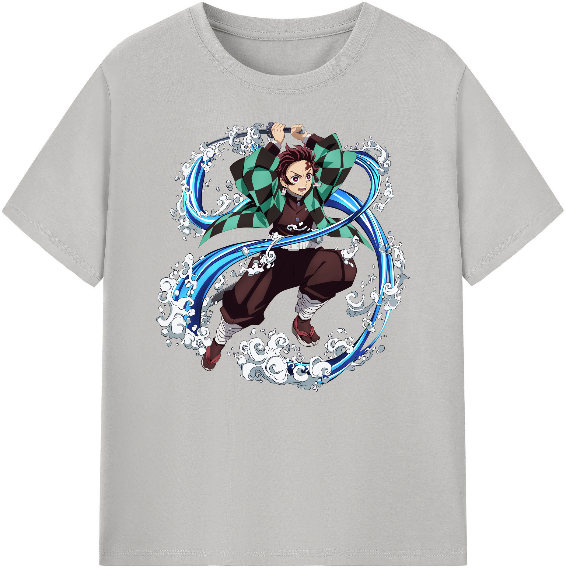 （画像用） 鬼滅の刃 竈門 炭治郎／かまど たんじろう Kamado Tanjirou 綿100％ メンズ半袖Tシャツ｜肌触りやわらか＆通気性