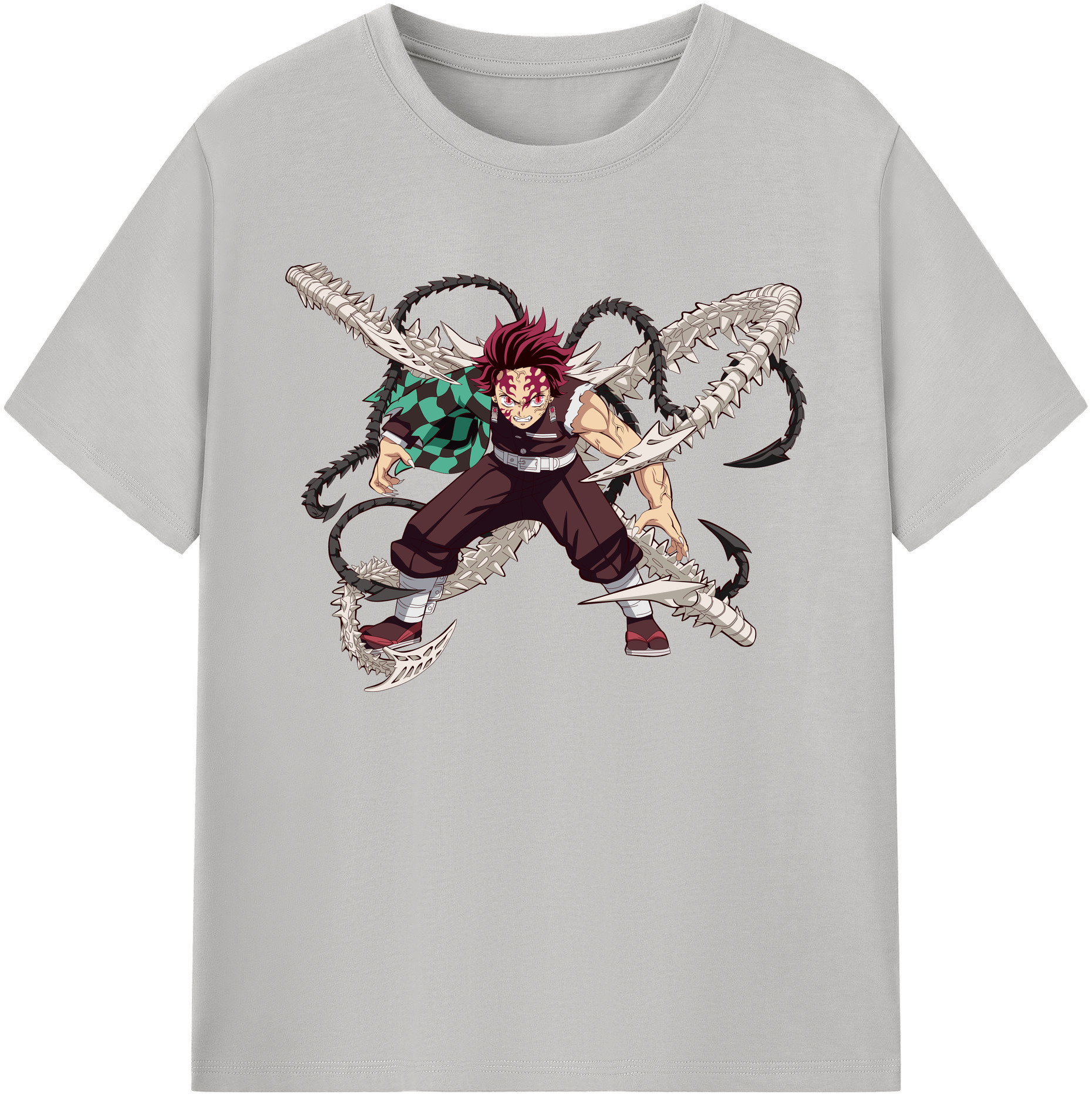 （画像用） 鬼滅の刃 竈門 炭治郎／かまど たんじろう Kamado Tanjirou 綿100％ メンズ半袖Tシャツ｜肌触りやわらか＆通気性