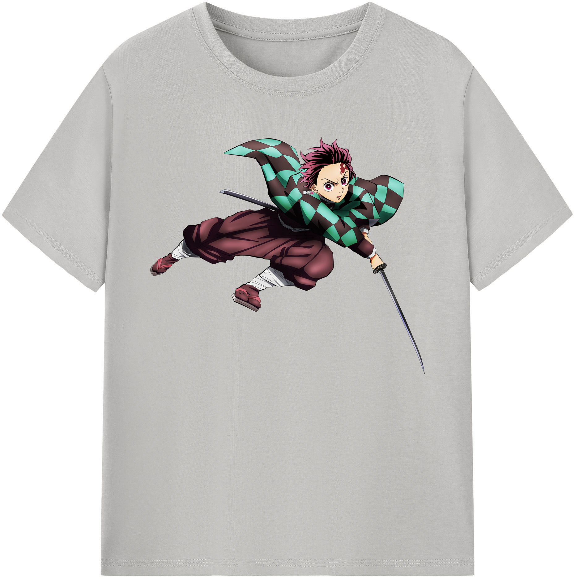 （画像用） 鬼滅の刃 竈門 炭治郎／かまど たんじろう Kamado Tanjirou 綿100％ メンズ半袖Tシャツ｜肌触りやわらか＆通気性