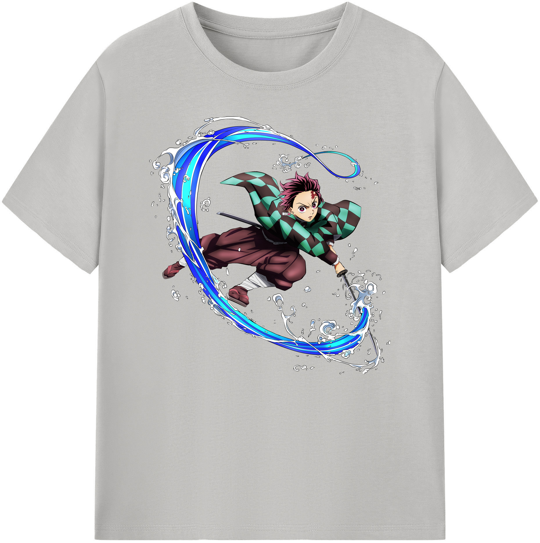 （画像用） 鬼滅の刃 竈門 炭治郎／かまど たんじろう Kamado Tanjirou 綿100％ メンズ半袖Tシャツ｜肌触りやわらか＆通気性