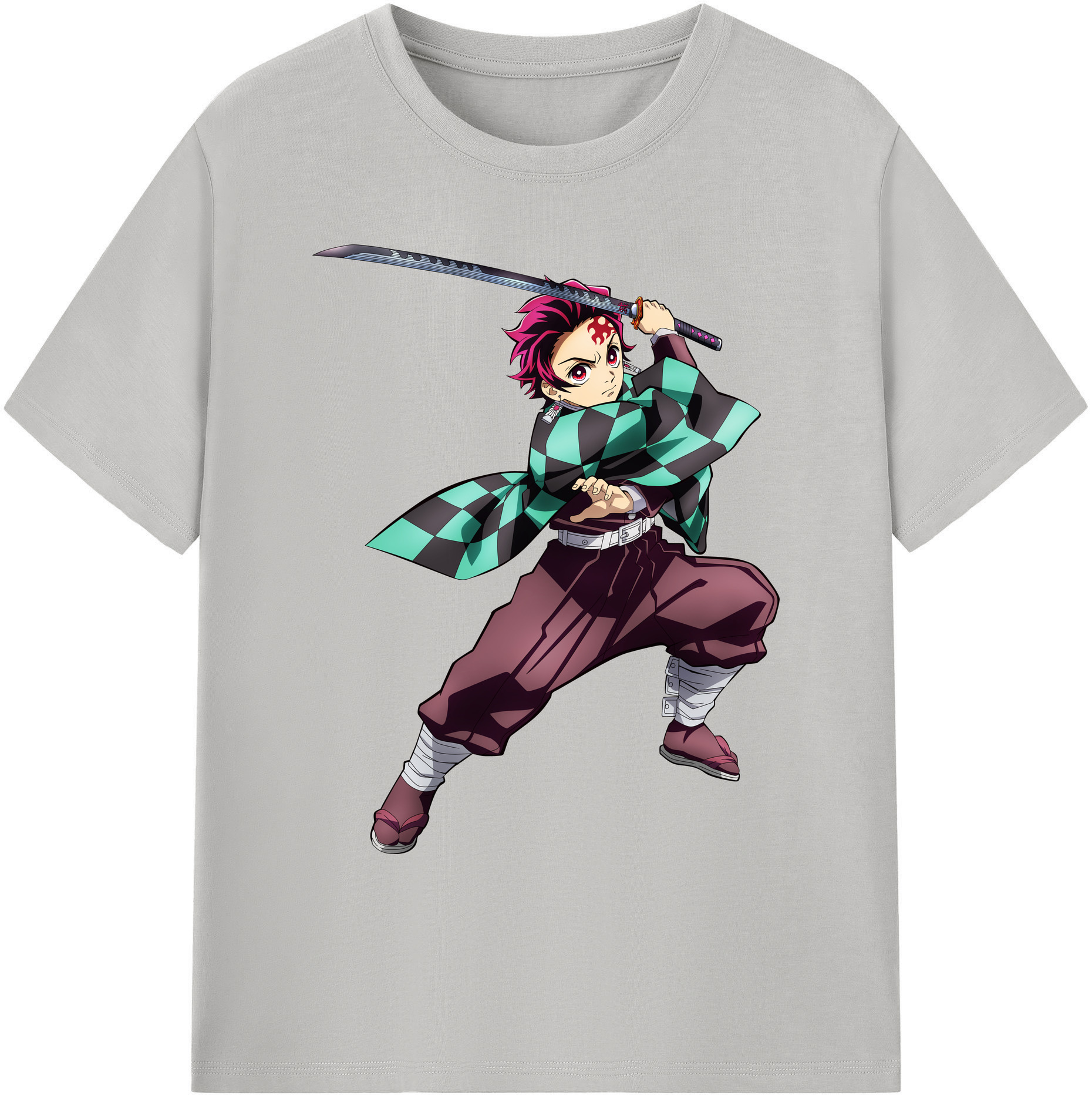 （画像用） 鬼滅の刃 竈門 炭治郎／かまど たんじろう Kamado Tanjirou 綿100％ メンズ半袖Tシャツ｜肌触りやわらか＆通気性