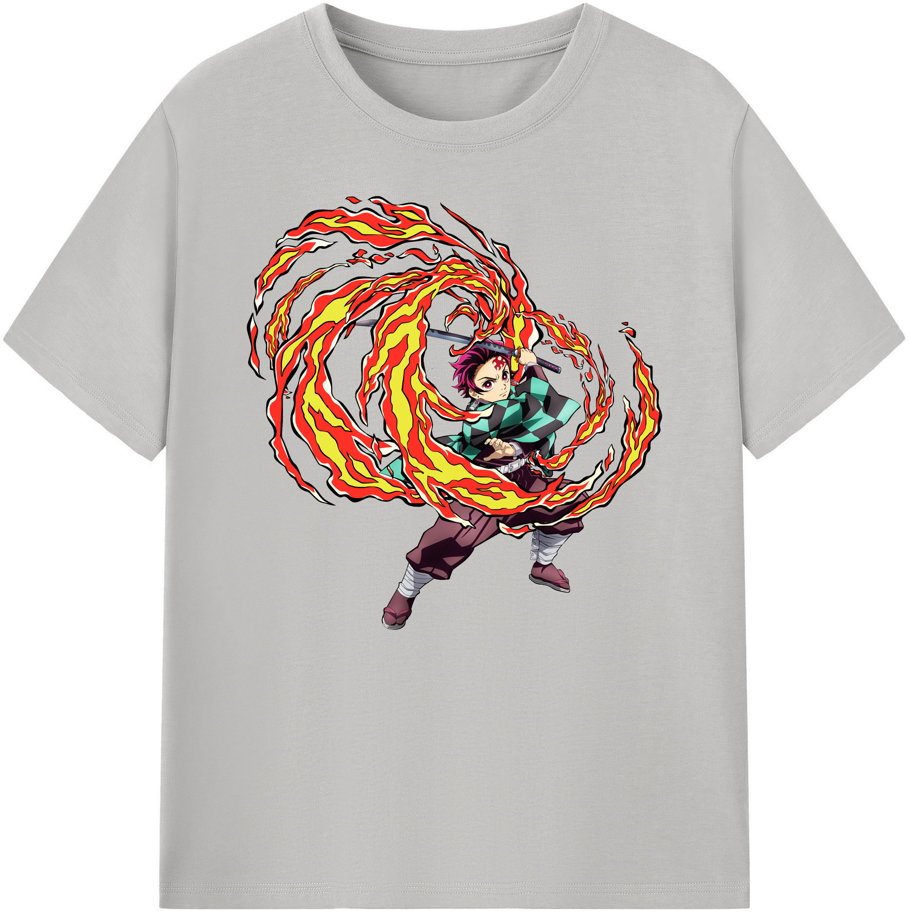 （画像用） 鬼滅の刃 竈門 炭治郎／かまど たんじろう Kamado Tanjirou 綿100％ メンズ半袖Tシャツ｜肌触りやわらか＆通気性