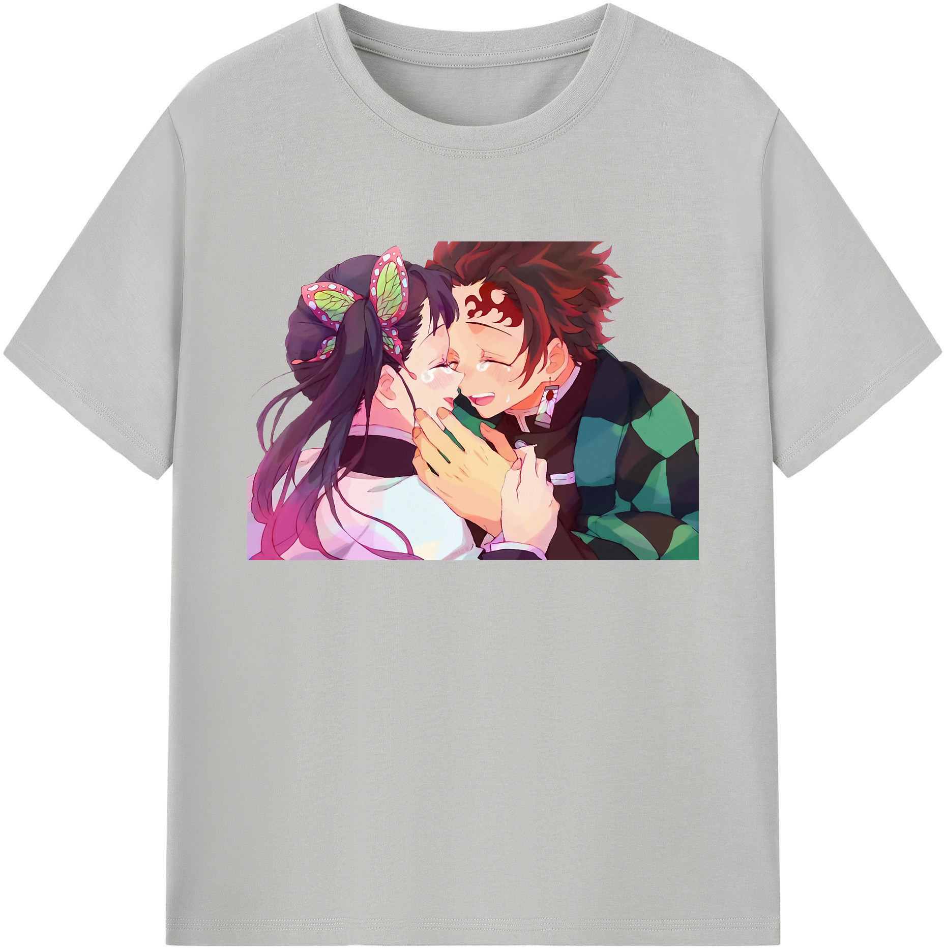 （画像用） 鬼滅の刃 竈門 炭治郎／かまど たんじろう Kamado Tanjirou 綿100％ メンズ半袖Tシャツ｜肌触りやわらか＆通気性