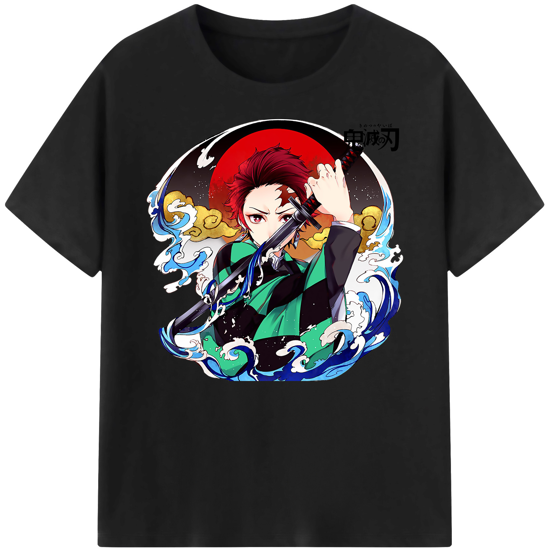 （画像用） 鬼滅の刃 竈門 炭治郎／かまど たんじろう Kamado Tanjirou 綿100％ メンズ半袖Tシャツ｜肌触りやわらか＆通気性