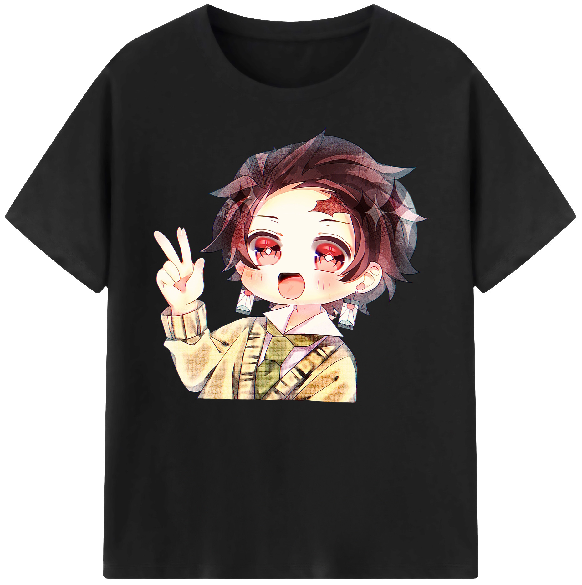 （画像用） 鬼滅の刃 竈門 炭治郎／かまど たんじろう Kamado Tanjirou 綿100％ メンズ半袖Tシャツ｜肌触りやわらか＆通気性