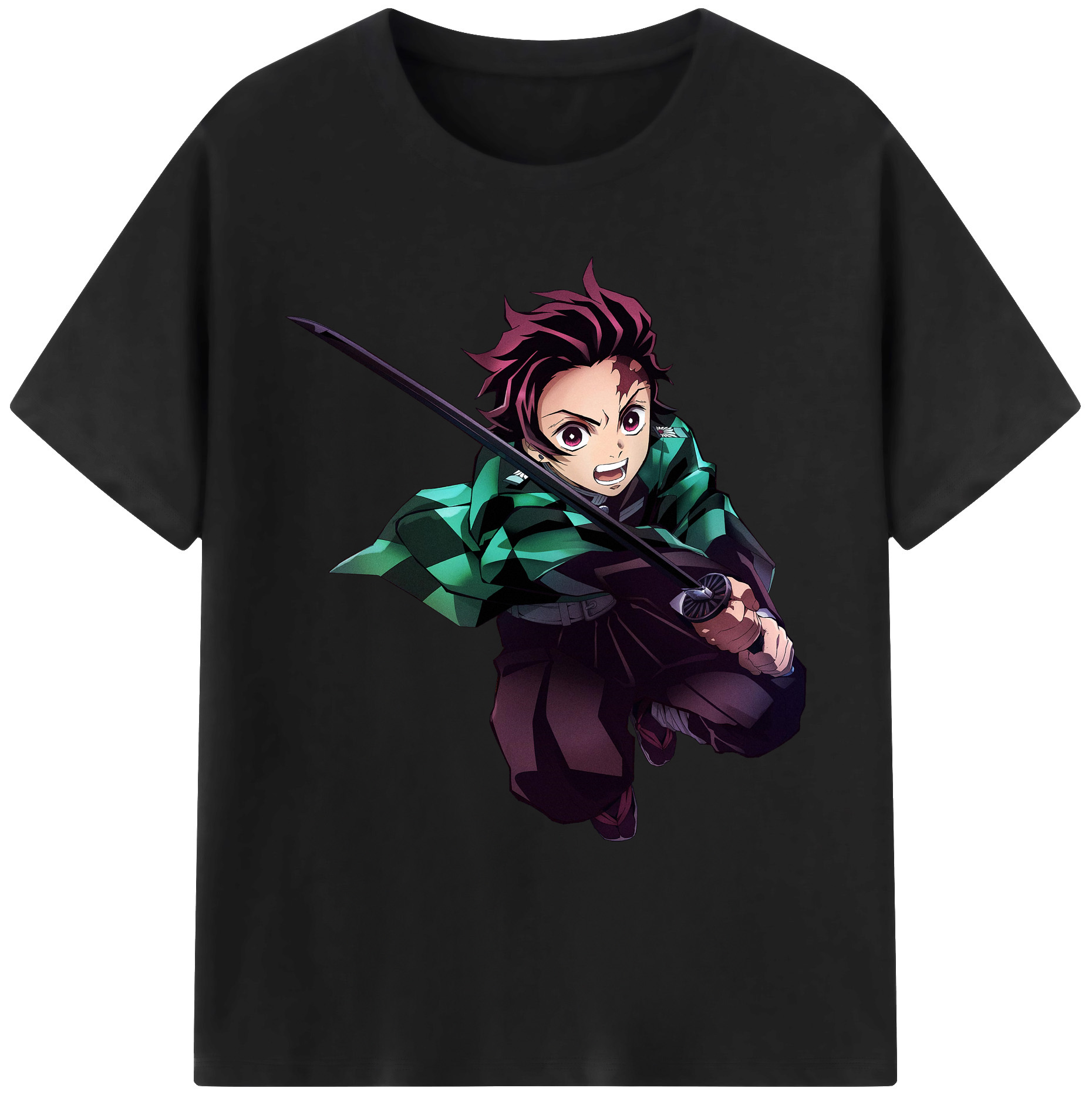 （画像用） 鬼滅の刃 竈門 炭治郎／かまど たんじろう Kamado Tanjirou 綿100％ メンズ半袖Tシャツ｜肌触りやわらか＆通気性