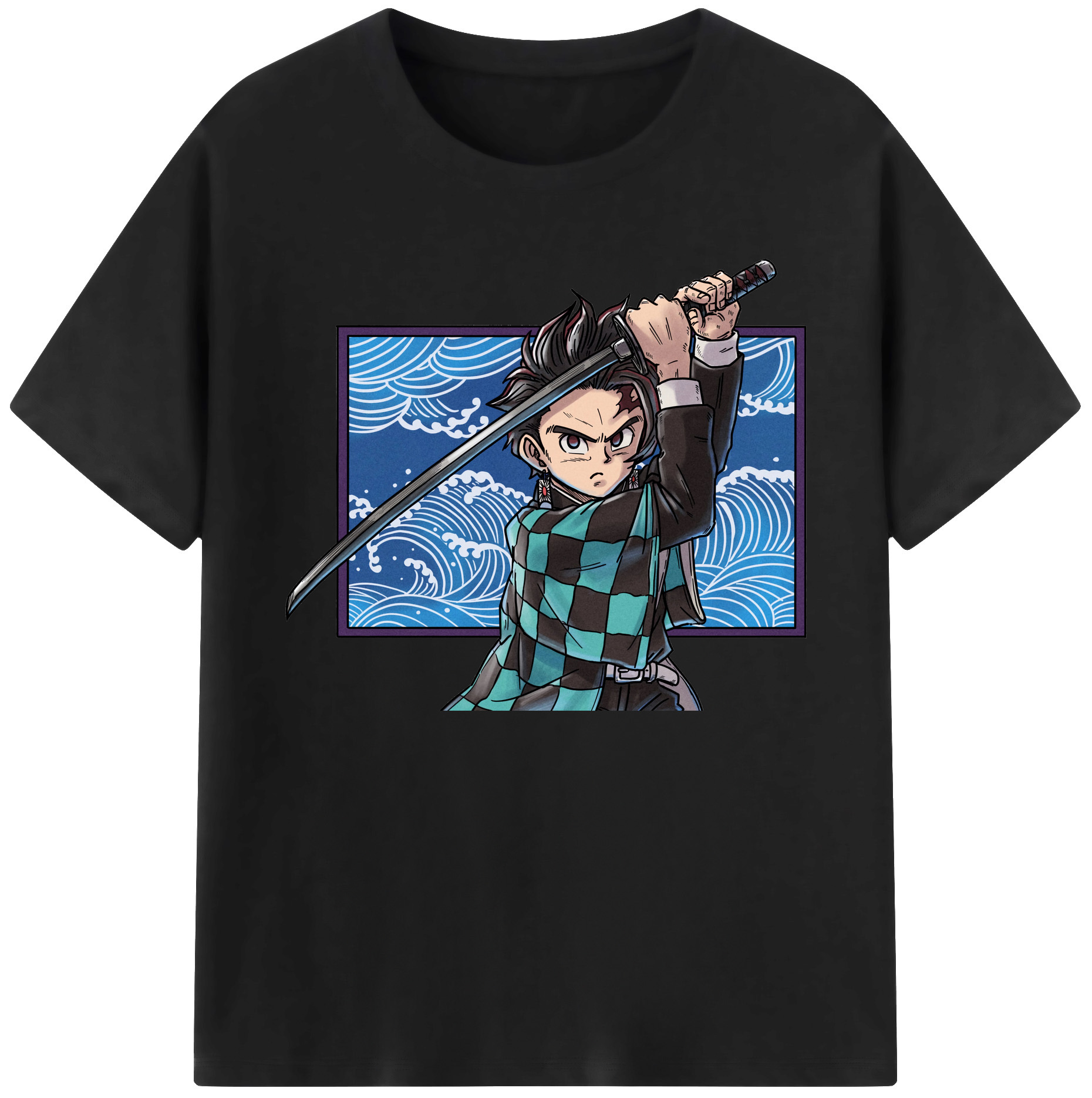 （画像用） 鬼滅の刃 竈門 炭治郎／かまど たんじろう Kamado Tanjirou 綿100％ メンズ半袖Tシャツ｜肌触りやわらか＆通気性