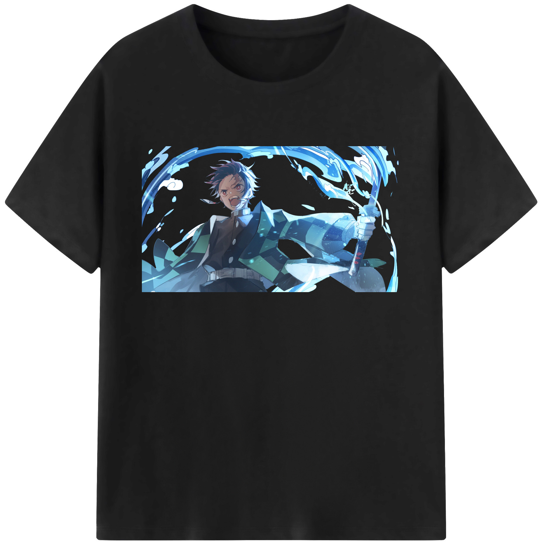 （画像用） 鬼滅の刃 竈門 炭治郎／かまど たんじろう Kamado Tanjirou 綿100％ メンズ半袖Tシャツ｜肌触りやわらか＆通気性