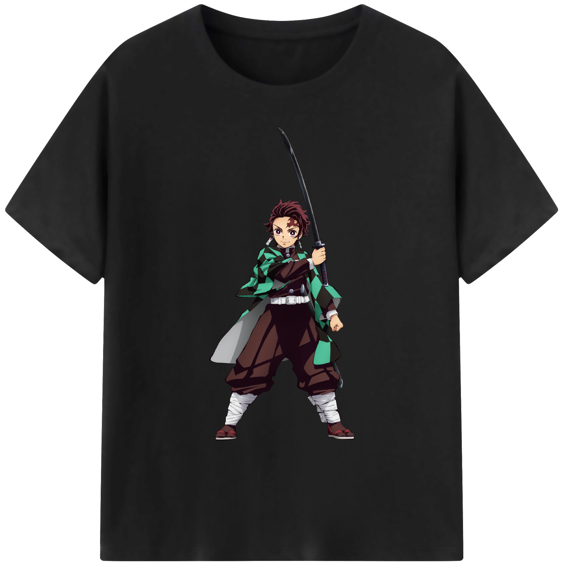 （画像用） 鬼滅の刃 竈門 炭治郎／かまど たんじろう Kamado Tanjirou 綿100％ メンズ半袖Tシャツ｜肌触りやわらか＆通気性
