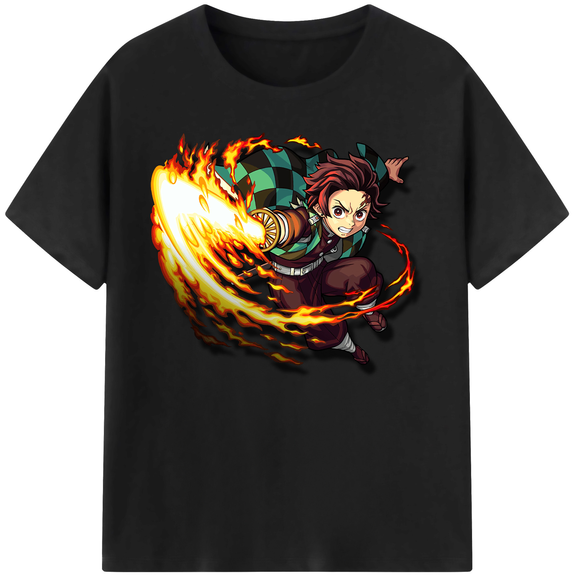 （画像用） 鬼滅の刃 竈門 炭治郎／かまど たんじろう Kamado Tanjirou 綿100％ メンズ半袖Tシャツ｜肌触りやわらか＆通気性