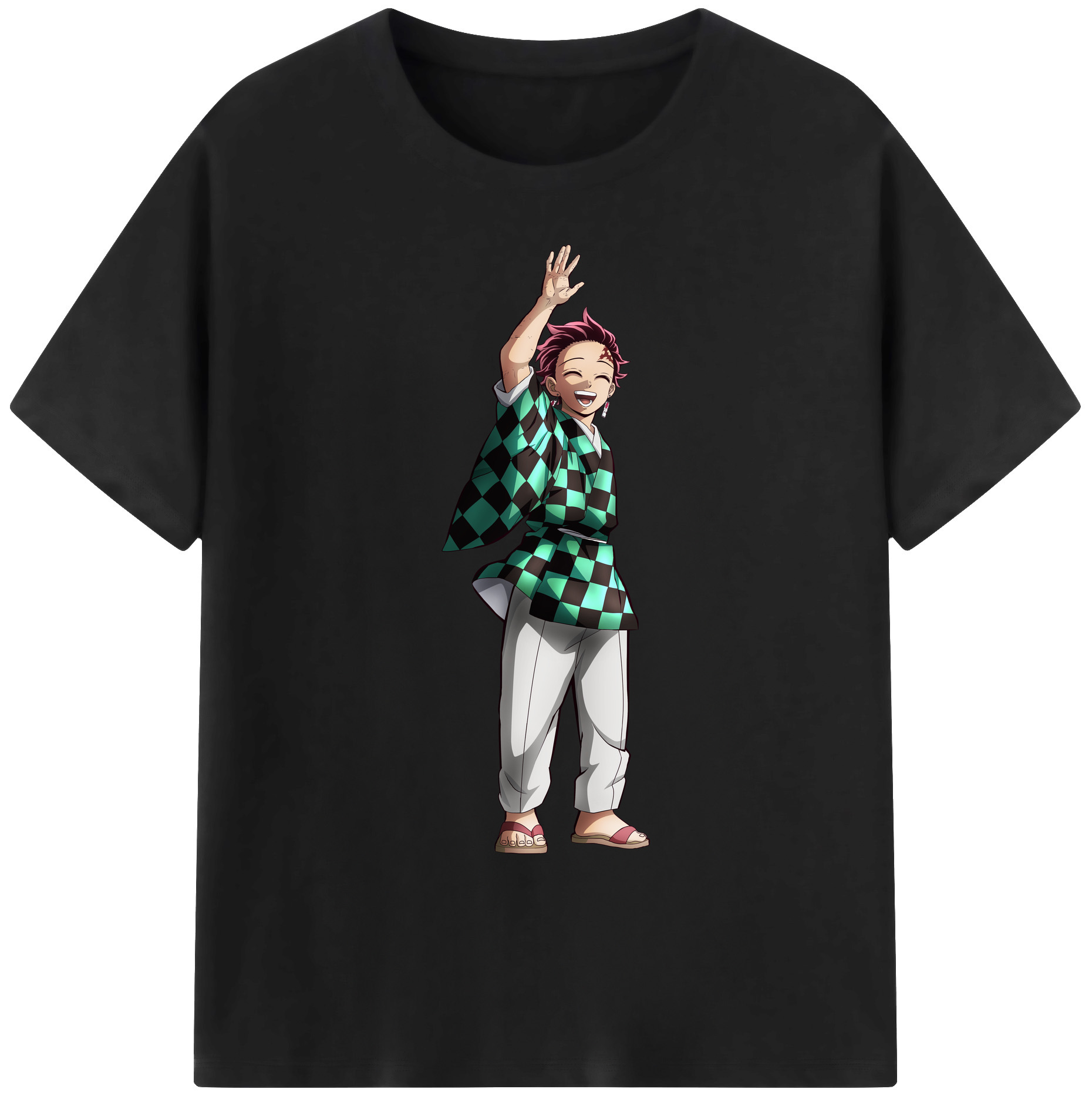 （画像用） 鬼滅の刃 竈門 炭治郎／かまど たんじろう Kamado Tanjirou 綿100％ メンズ半袖Tシャツ｜肌触りやわらか＆通気性