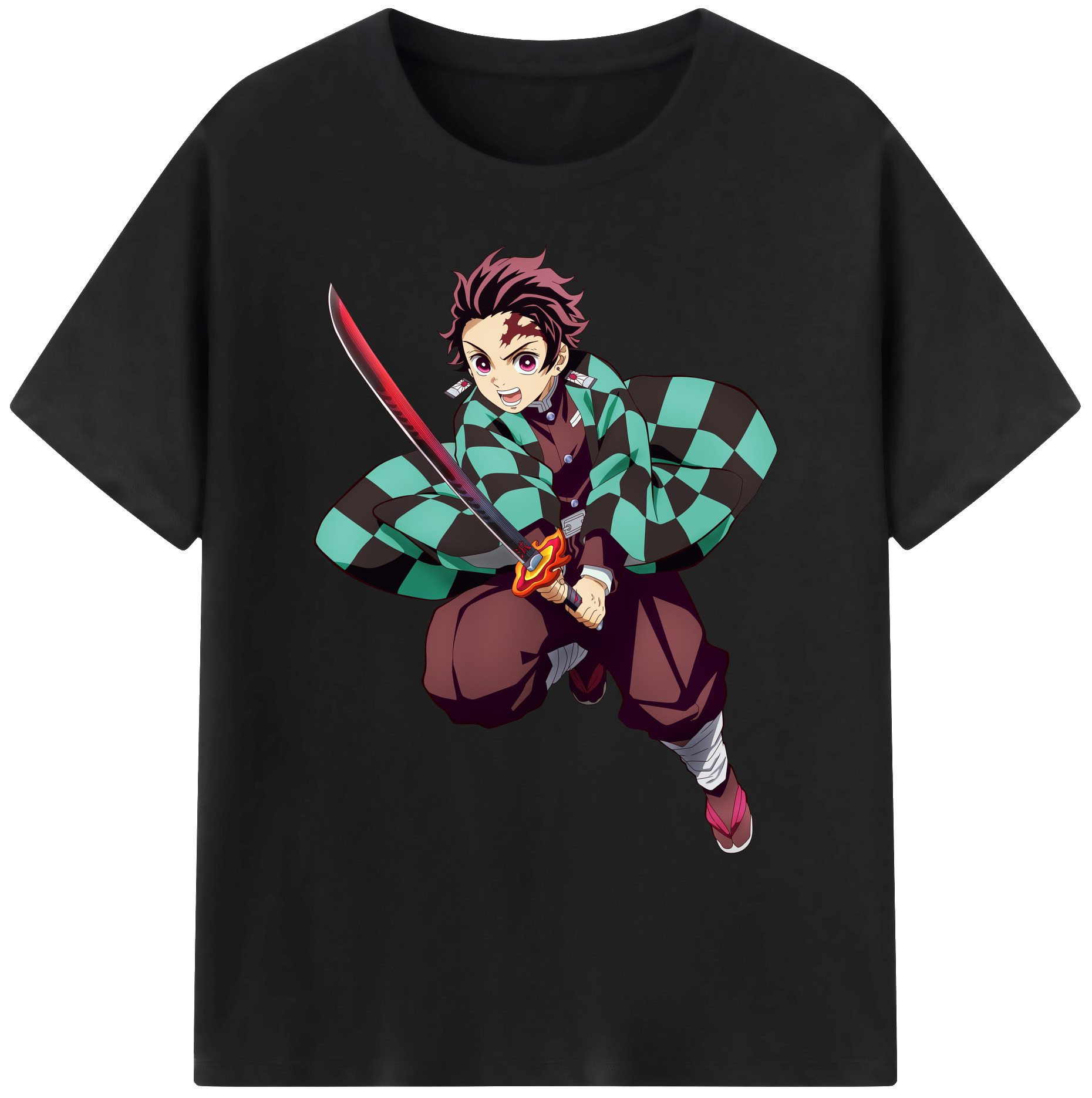 （画像用） 鬼滅の刃 竈門 炭治郎／かまど たんじろう Kamado Tanjirou 綿100％ メンズ半袖Tシャツ｜肌触りやわらか＆通気性
