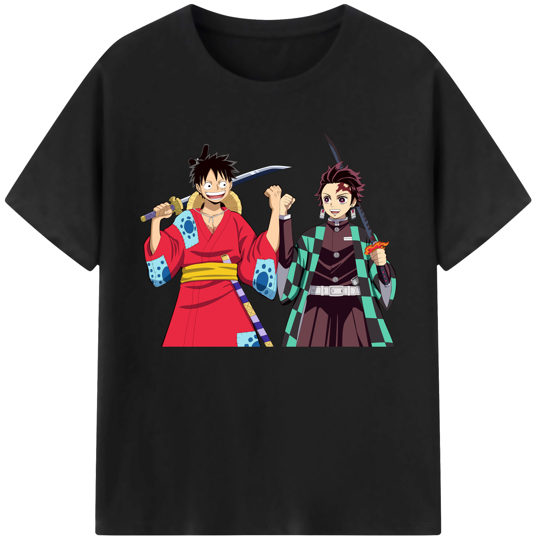 （画像用） 鬼滅の刃 竈門 炭治郎／かまど たんじろう Kamado Tanjirou 綿100％ メンズ半袖Tシャツ｜肌触りやわらか＆通気性