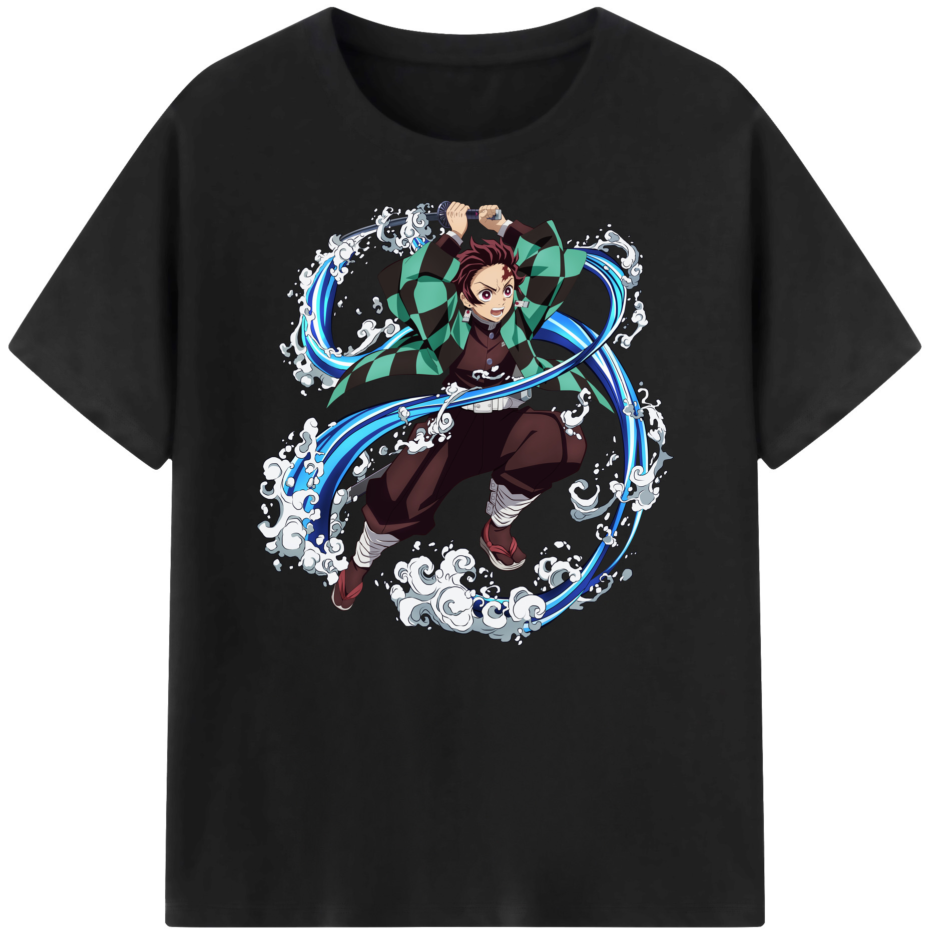 （画像用） 鬼滅の刃 竈門 炭治郎／かまど たんじろう Kamado Tanjirou 綿100％ メンズ半袖Tシャツ｜肌触りやわらか＆通気性