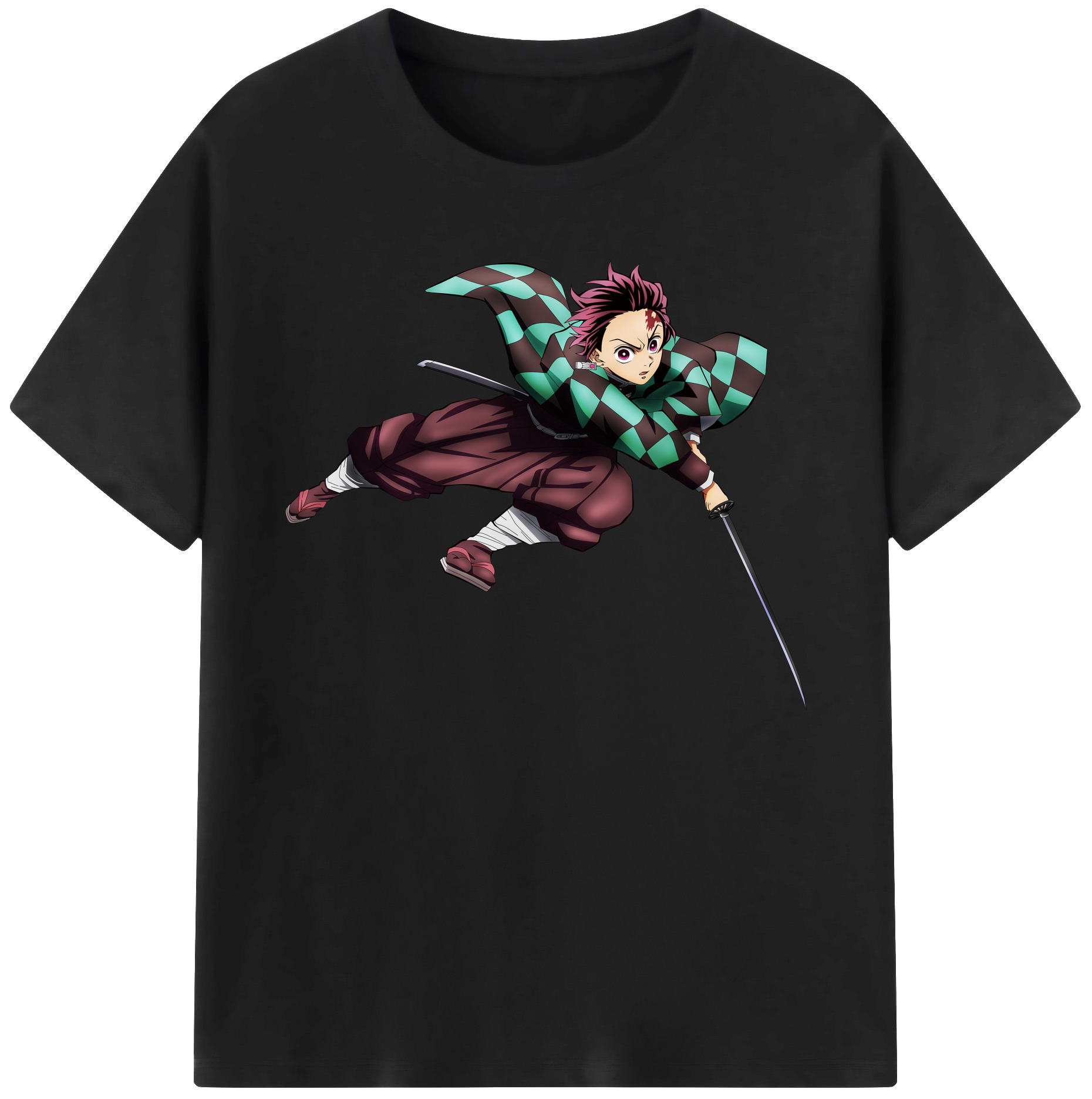 （画像用） 鬼滅の刃 竈門 炭治郎／かまど たんじろう Kamado Tanjirou 綿100％ メンズ半袖Tシャツ｜肌触りやわらか＆通気性