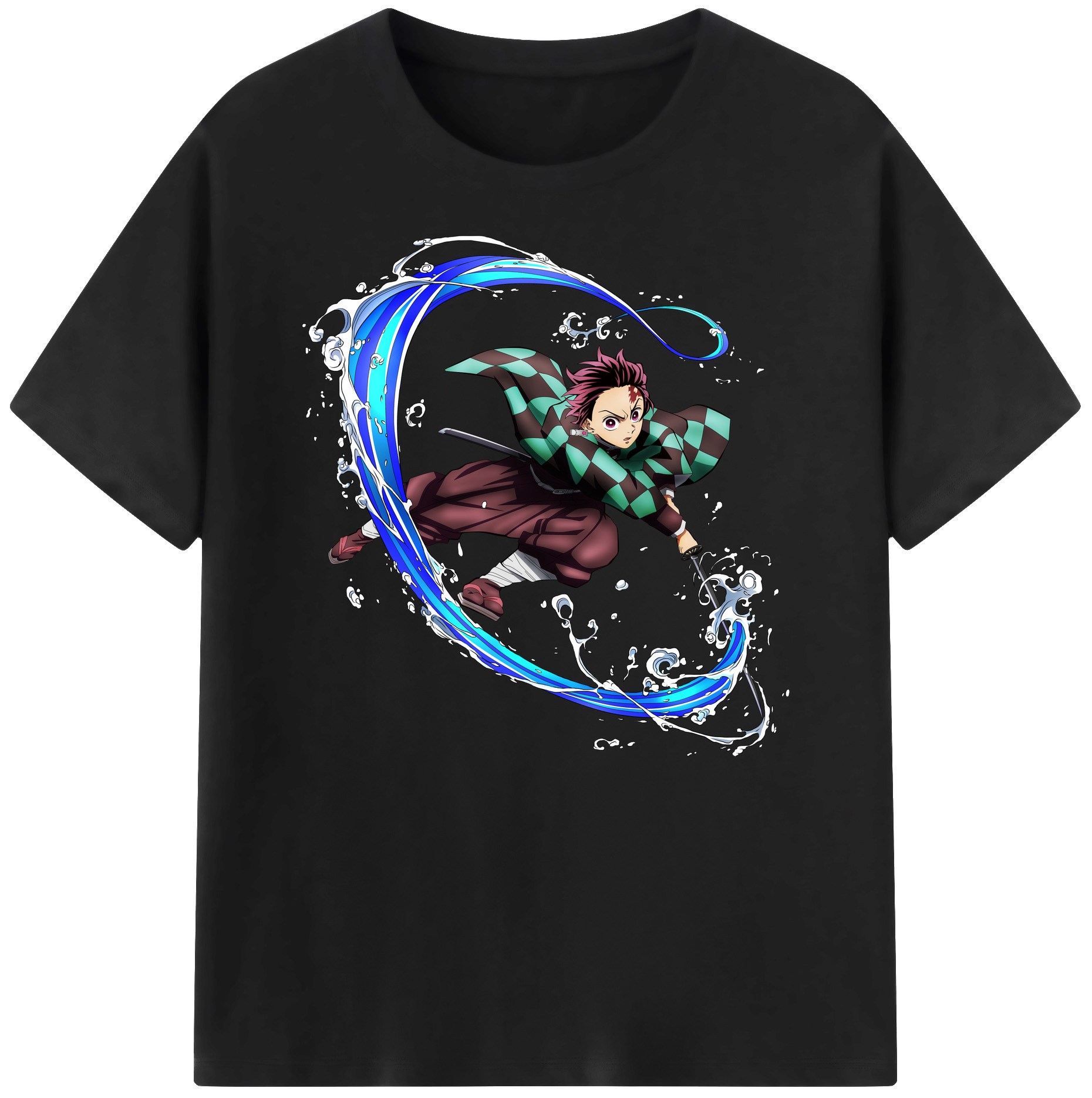 （画像用） 鬼滅の刃 竈門 炭治郎／かまど たんじろう Kamado Tanjirou 綿100％ メンズ半袖Tシャツ｜肌触りやわらか＆通気性