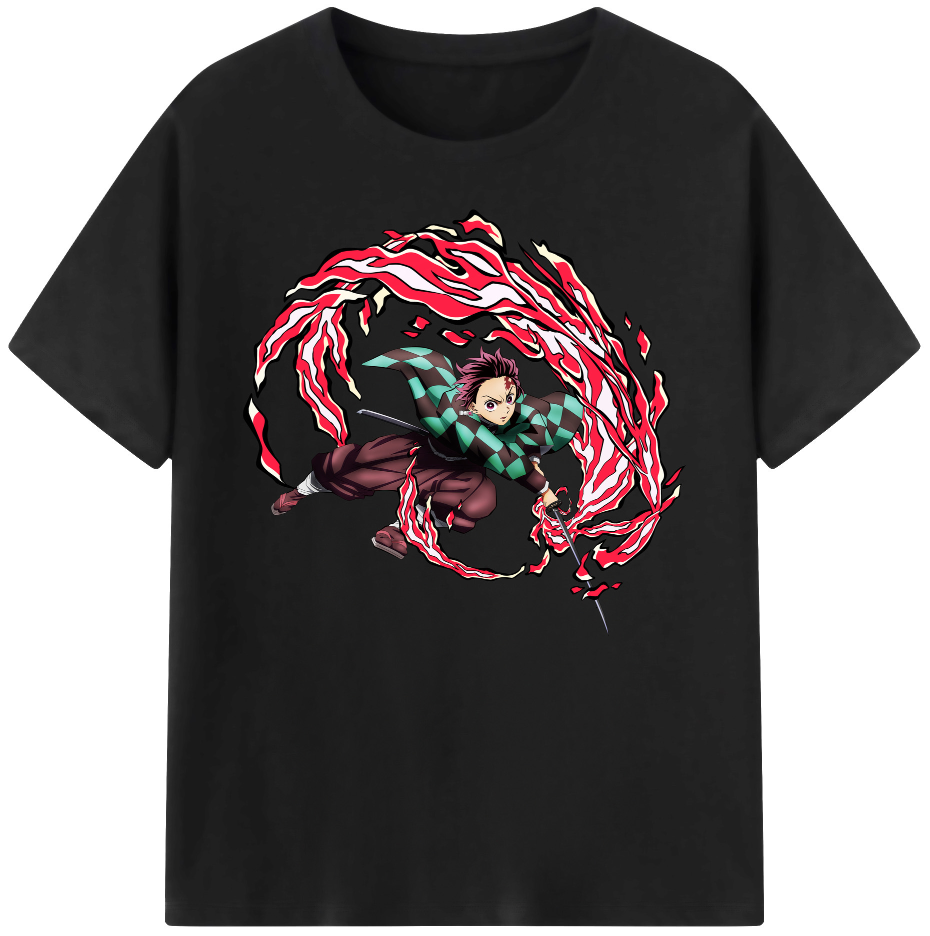 （画像用） 鬼滅の刃 竈門 炭治郎／かまど たんじろう Kamado Tanjirou 綿100％ メンズ半袖Tシャツ｜肌触りやわらか＆通気性