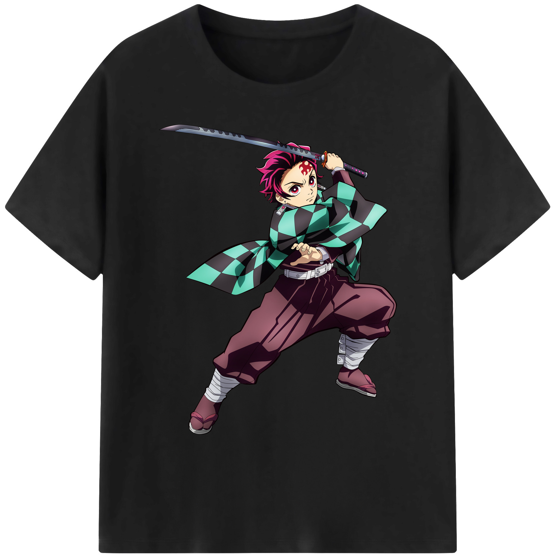 （画像用） 鬼滅の刃 竈門 炭治郎／かまど たんじろう Kamado Tanjirou 綿100％ メンズ半袖Tシャツ｜肌触りやわらか＆通気性