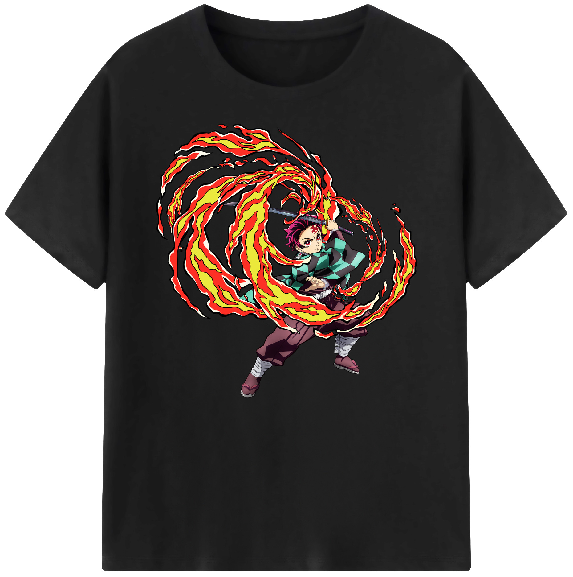 （画像用） 鬼滅の刃 竈門 炭治郎／かまど たんじろう Kamado Tanjirou 綿100％ メンズ半袖Tシャツ｜肌触りやわらか＆通気性